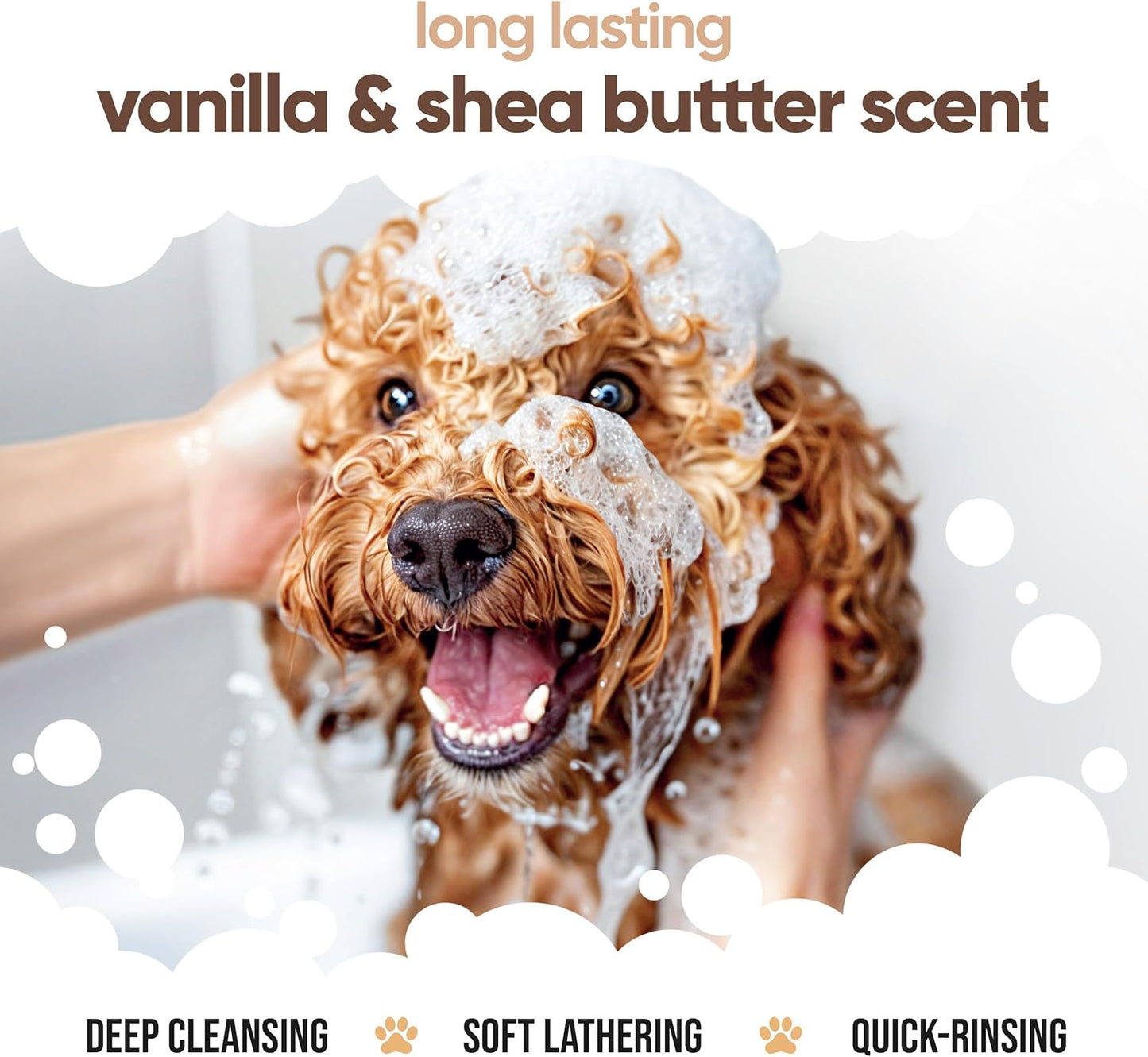 Vanilla & Shea Butter Dog Shampoo - (16.90oz) Itch Relief & Dog Shampoo Sensitive Skin Care, Dog Shampoo and Conditioner, Premium Dog Grooming Supplies for All Breeds
