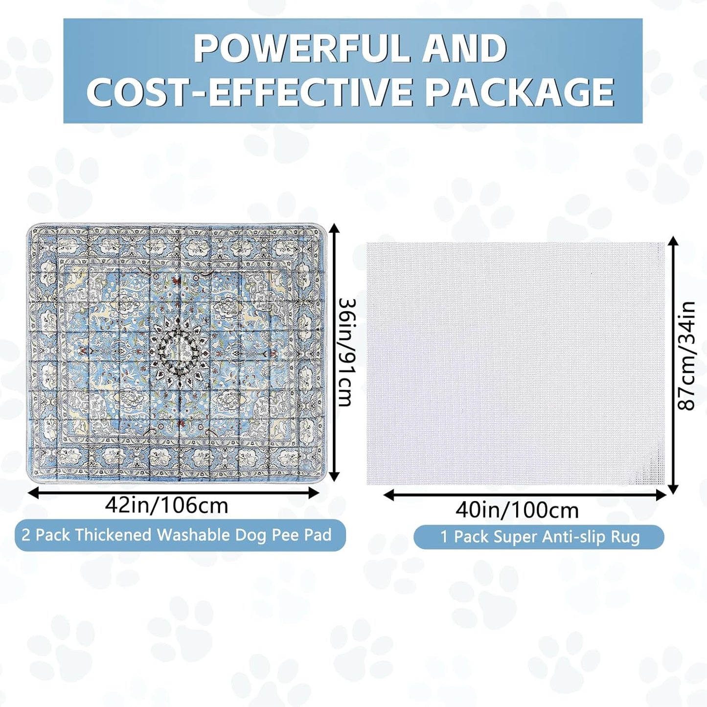 Washable Thickened Pee Pads for Dogs, 2 Pack (36"x42") Upgrade Reusable Puppy Pads with Non-Slip Rug, Super Absorbent Leakproof Puppy Training & Whelping Pads for Dogs, Doggie