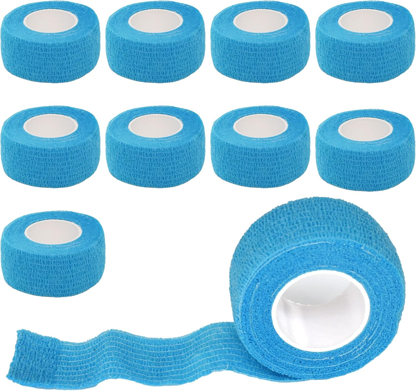 9 Pack 1" x 5 Yards Self Adhesive Bandage Wrap Self Stick Wrap for Ankle, Wrist, Finger, Sports, Breathable Cohesive Vet Tape for Pets (Light Blue)