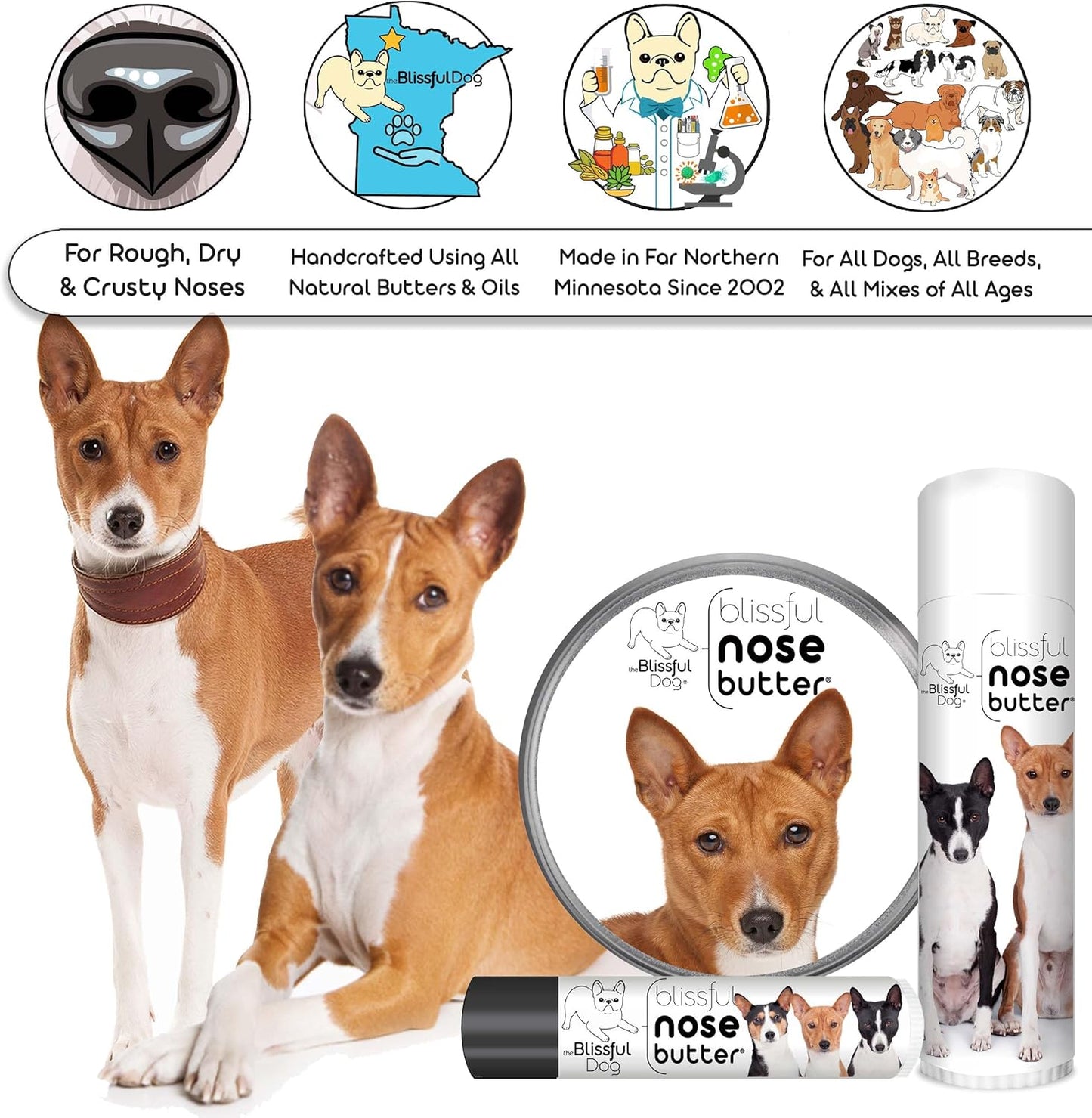The Blissful Dog Basenji Unscented Nose Butter - Dog Nose Butter, 0.15 Ounce