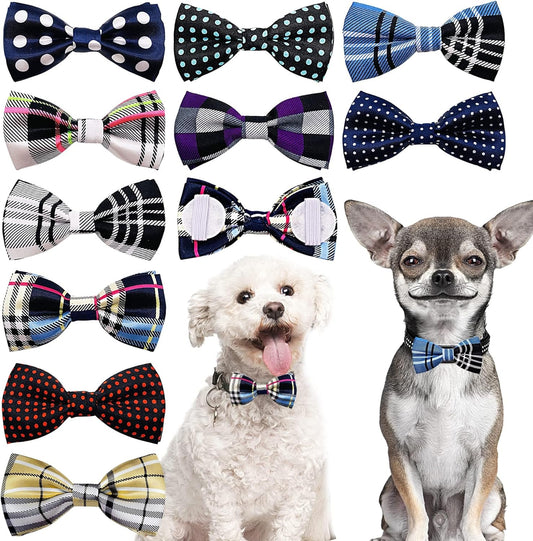 PET SHOW 10 Pack Small Dogs Collar Bowties Attachment Charms for Puppies Cats Embellishment Collars Accessories Bows Ties for Birthday Parties Holiday Wedding Supplies