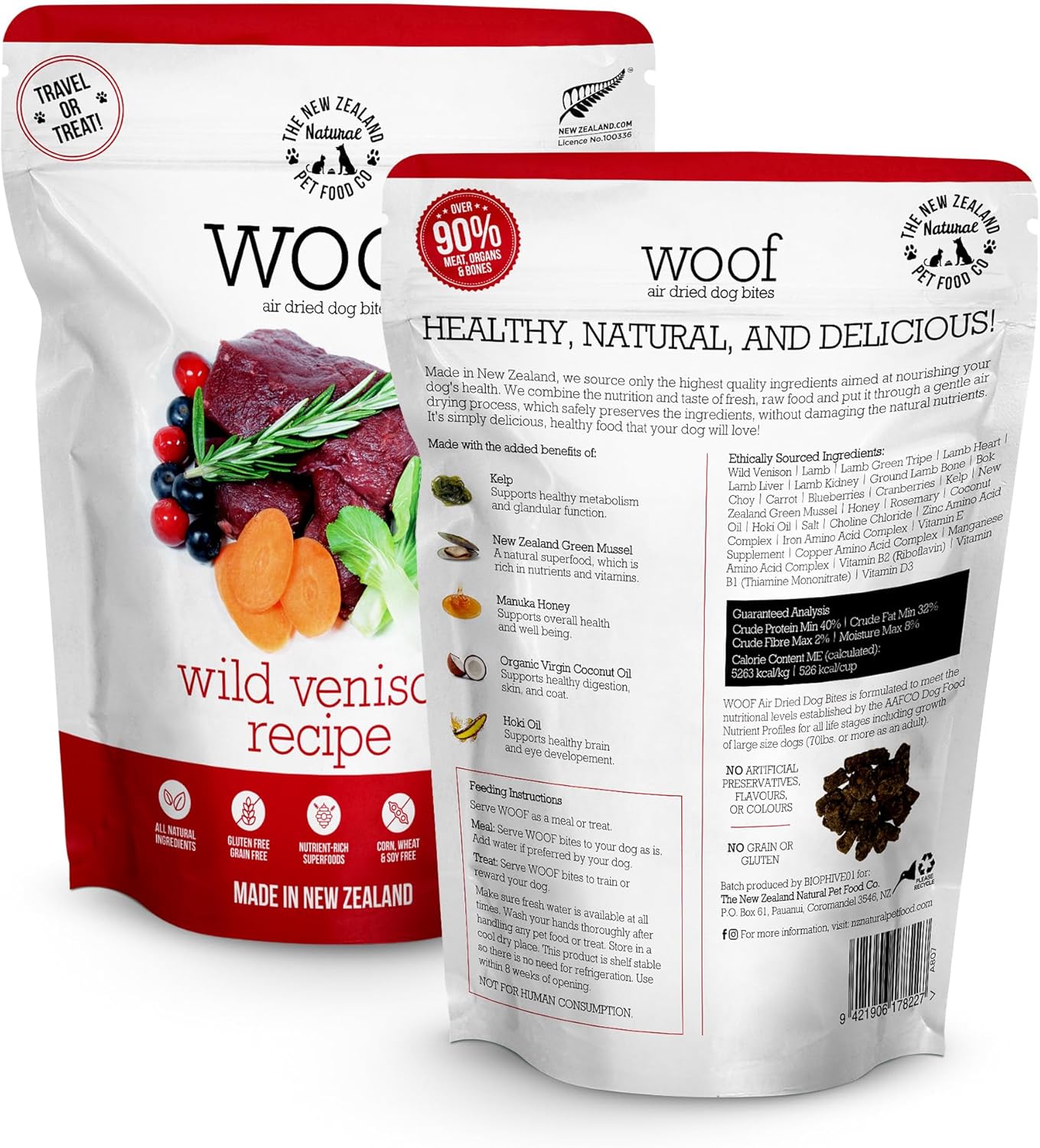 Wild Venison - Air Dried, Toppers, High Protein, Natural Limited Ingredient Recipe Dry Dog Food - 3.5 oz