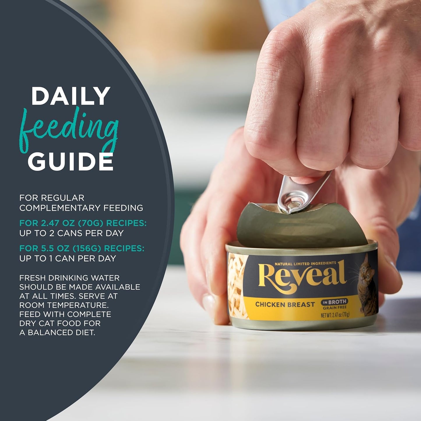 Reveal Natural Wet Cat Food, 24 Count, Grain Free, Limited Ingredient Canned Food for Cats, Chicken Breast with Duck in Broth, 2.47 oz Cans