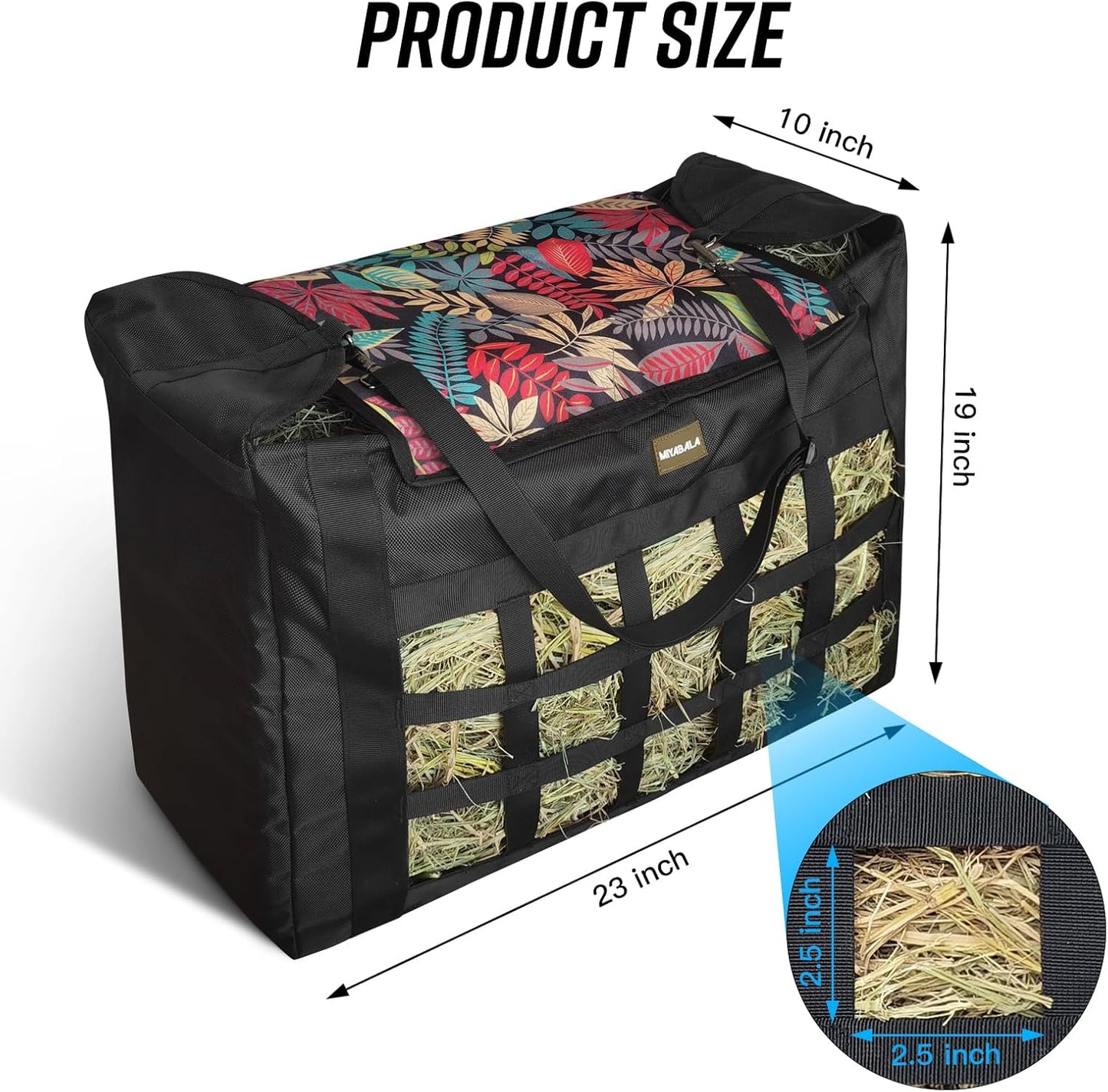 Hay Bag for Horses,Slow Feeder for Horse/Donkey/Goat, Premium 1680D Oxford Cloth,Easy to Fill and Hang with Extra Large Opening（Leaf）