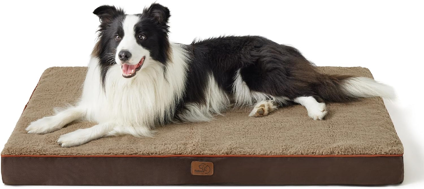 Bedsure XL Dog Beds Large Sized Dog -Orthopedic Flat Extra Large Pet Beds with Removable Washable Cover, Egg Crate Foam Mat, Suitable for Pet Up to 100 lbs