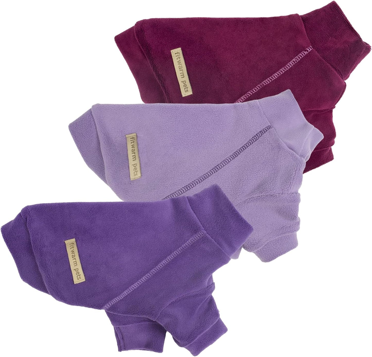 Fitwarm 3 Pack Classic Fleece Dog Sweater, Turtleneck Dog Sweatshirt, Dog Winter Clothes for Small Dogs Boy Girl, Pet Pullover Jumper, Cat Apparel, Purple, MediumPurple, Dark Red, XS