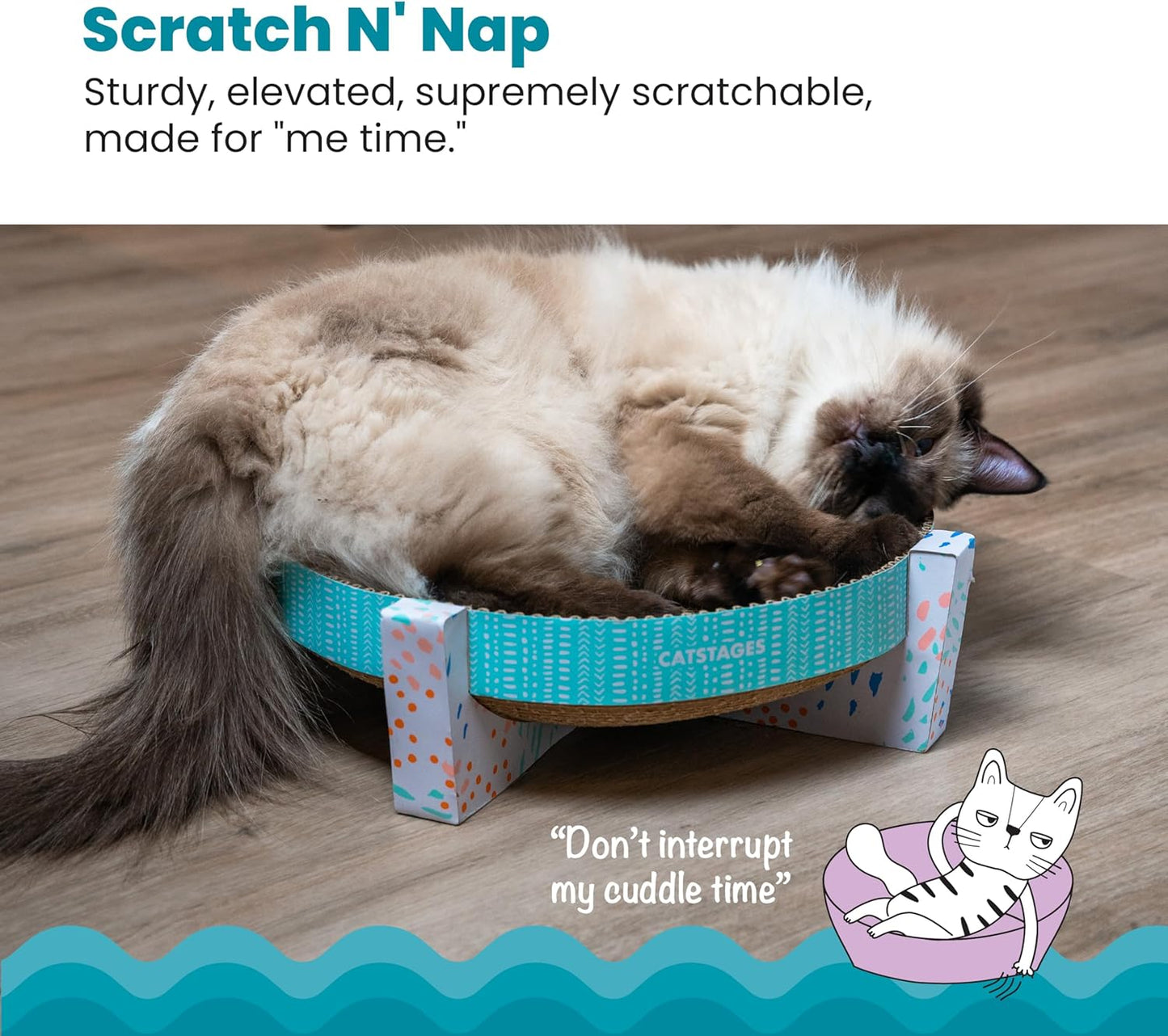 Catstages Scratch Snggle & Rest Elevated Cat Lounger and Cat Scratcher for Relaxing and Play, Includes Catnip