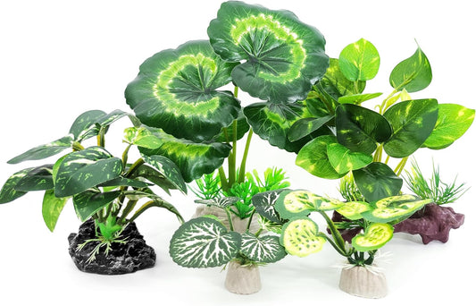 5Pack Tall Aquarium Plants - Reptile Habitat Plants Realistic Silk Fake Betta Fish Tank Decor for Terrarium Aquascaping