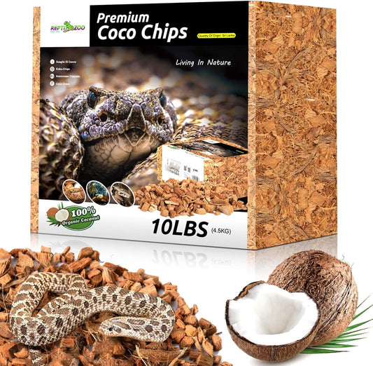 REPTI ZOO 72 Quart Reptiles Coconut Chip Substrate, Coco Husk Reptiles Bedding for Ball Python, Snakes, Geckos, Lizards, Tortoises, Frogs | Terrarium Tanks Substrate