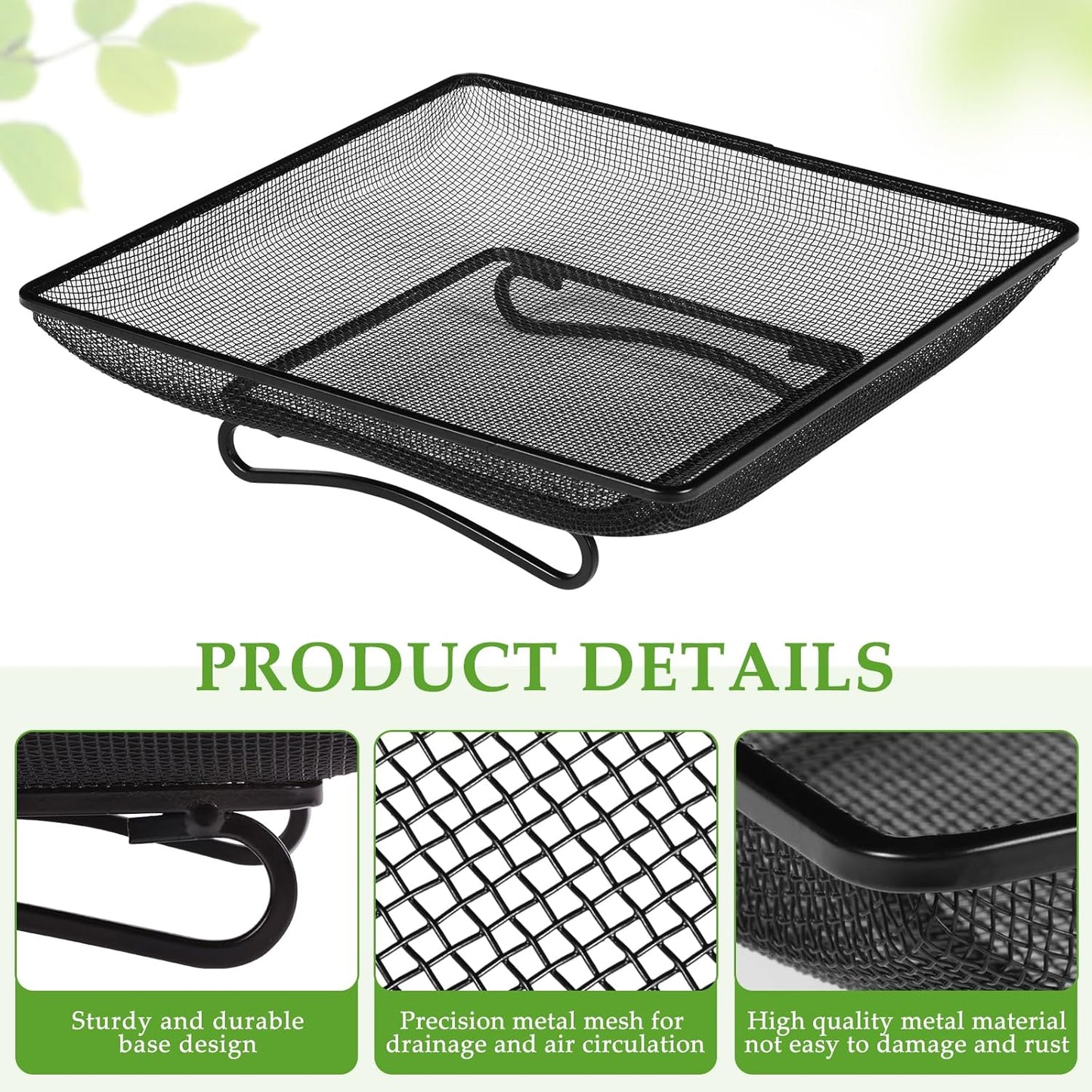 MIXXIDEA Ground Bird Feeder Tray 11x11 Inches, Metal Platform Mesh Seed Tray for Bird Feeders, Great Attracting Garden Yard Decoration for Wild Birds Squirrels Dove,2 Pack