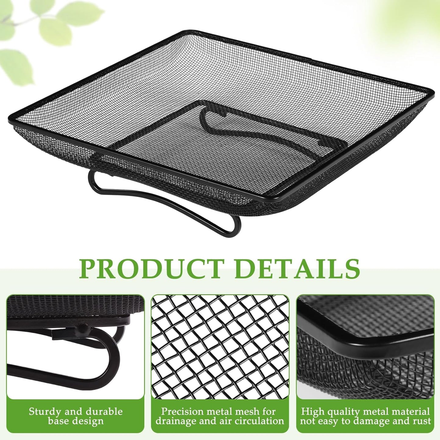 MIXXIDEA Ground Bird Feeder Tray 11x11 Inches, Metal Platform Mesh Seed Tray for Bird Feeders, Great Attracting Garden Yard Decoration for Wild Birds Squirrels Dove,1 Pack
