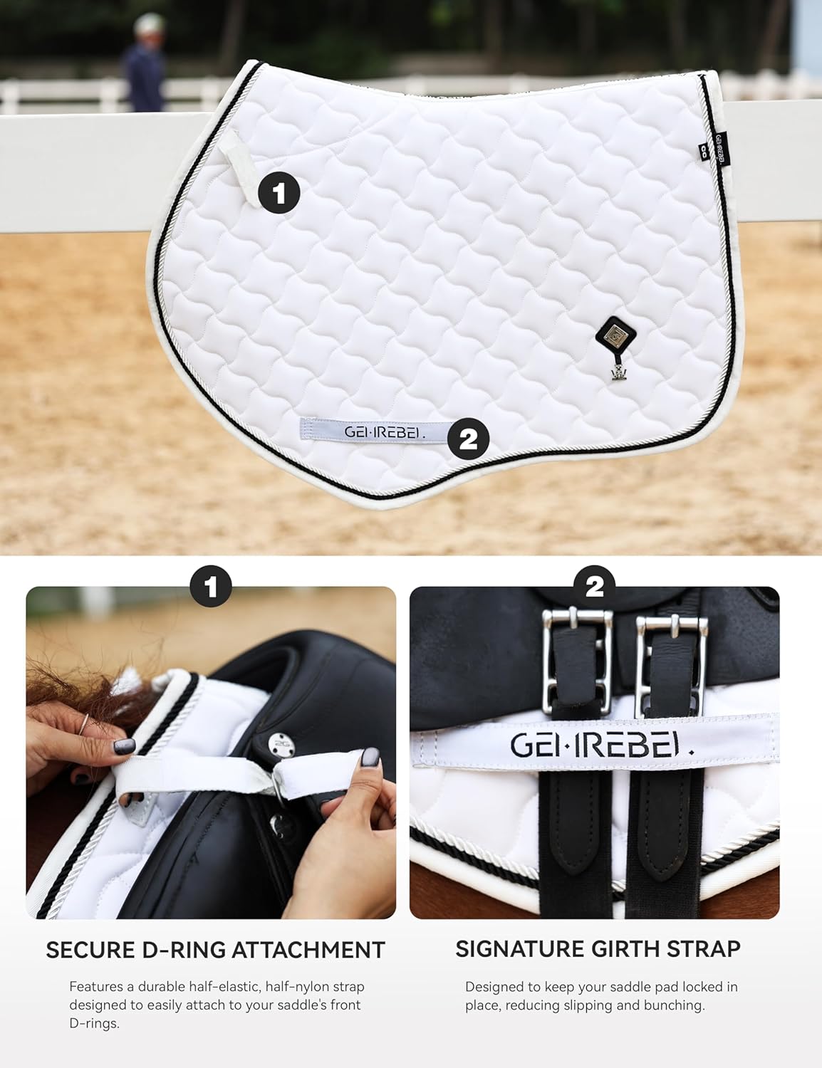 Close Contact Non-Slip Design Horse Riding Pad Moisture-Wicking Shock Absorbing English Saddle Pad for Horses