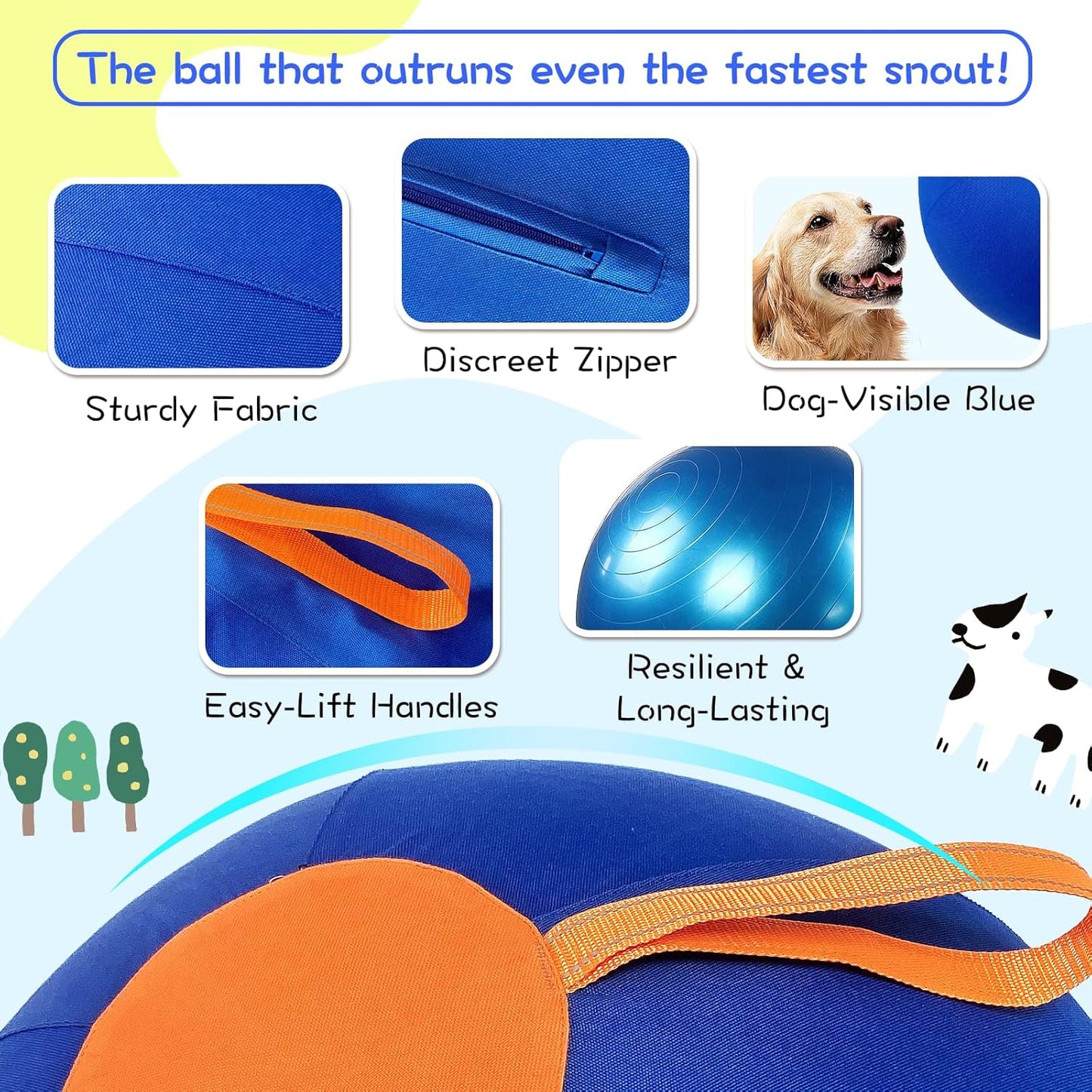 25" Herding Ball for Dogs – Durable Horse Ball Style Dog Toy with Cover – Dog Herding Toy for Outdoor Play, Training & Exercise – Great for Australian Shepherds & Large Breeds