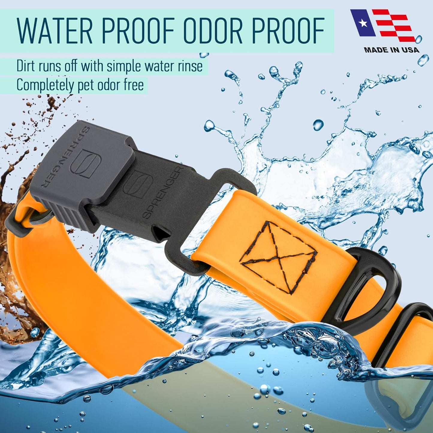 Dogline Biothane Waterproof Dog Collar with Herm Sprenger Black Stainless Steel Quick Release Buckle – Heavy Duty Tactical Durable Collar for Dogs – Comfortable, Safe Pet Collar W 1" L15-25 Tangerine