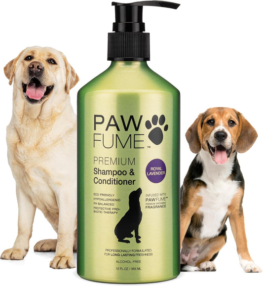 PAWFUME Dog Shedding Shampoo and Conditioner, Royal Lavender, 1-Pack – Nourish & Detangle for Silky Soft Coat – Probiotic, Deep-Cleaning, pH-Balanced – Salon-Quality Shedding Shampoo for Dogs