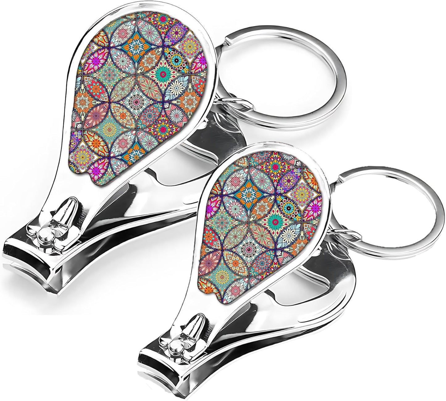 Nail Clippers with Key Chain Cute Stainless Steel Nail Cutter with File Professional Toenail Clipper for Men Multifunction Toenail Clipper 2 Pack Nique Cutter for Adult(Datura)