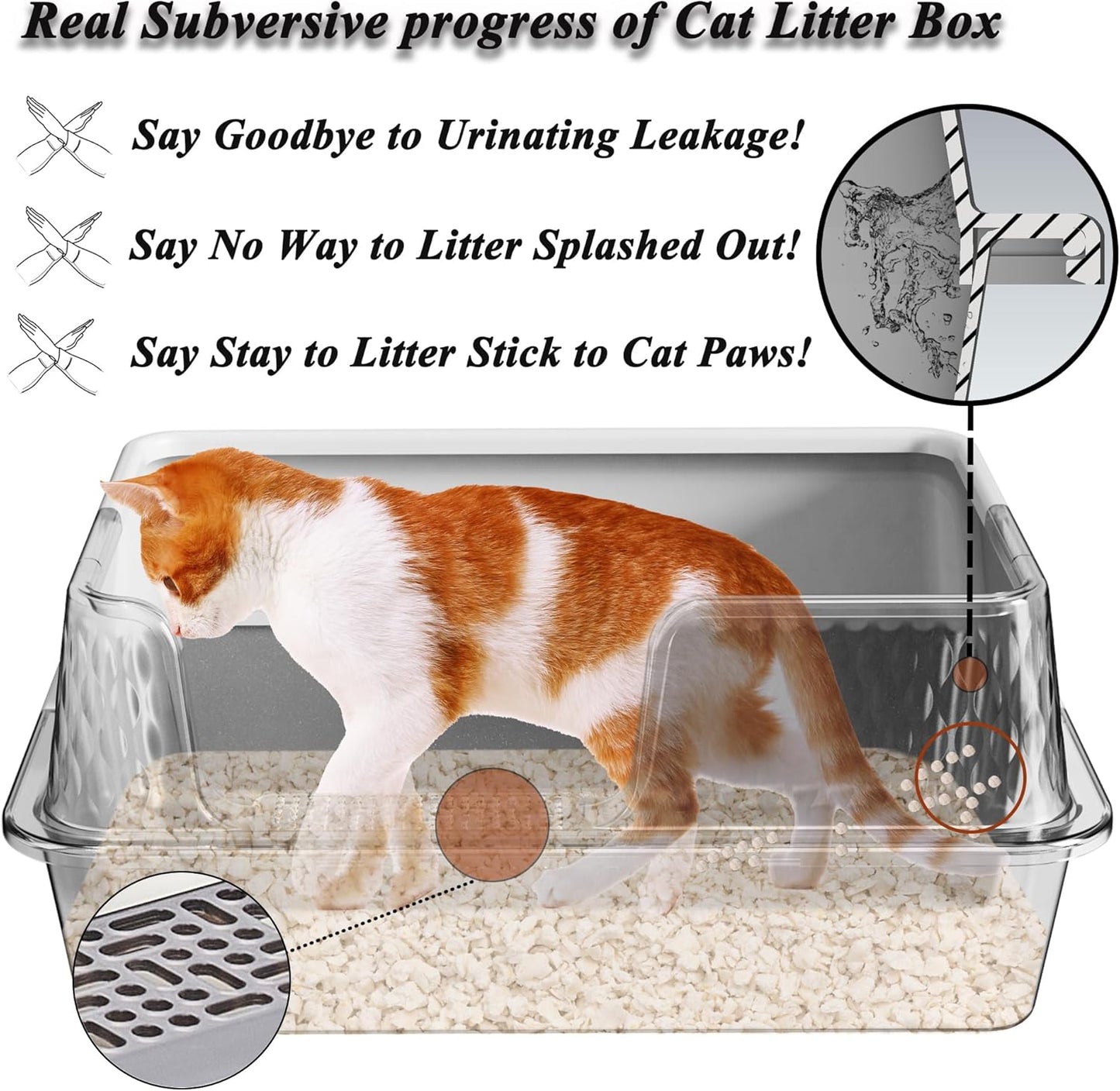 Suhaco Stainless Steel Litter Box Side Entry, Kitty Black Litter Mat and White Scoop Included Covered Metal High Sided Large Cat Litter Box with Lid Removable Enclosure for Medium Cats (Black)