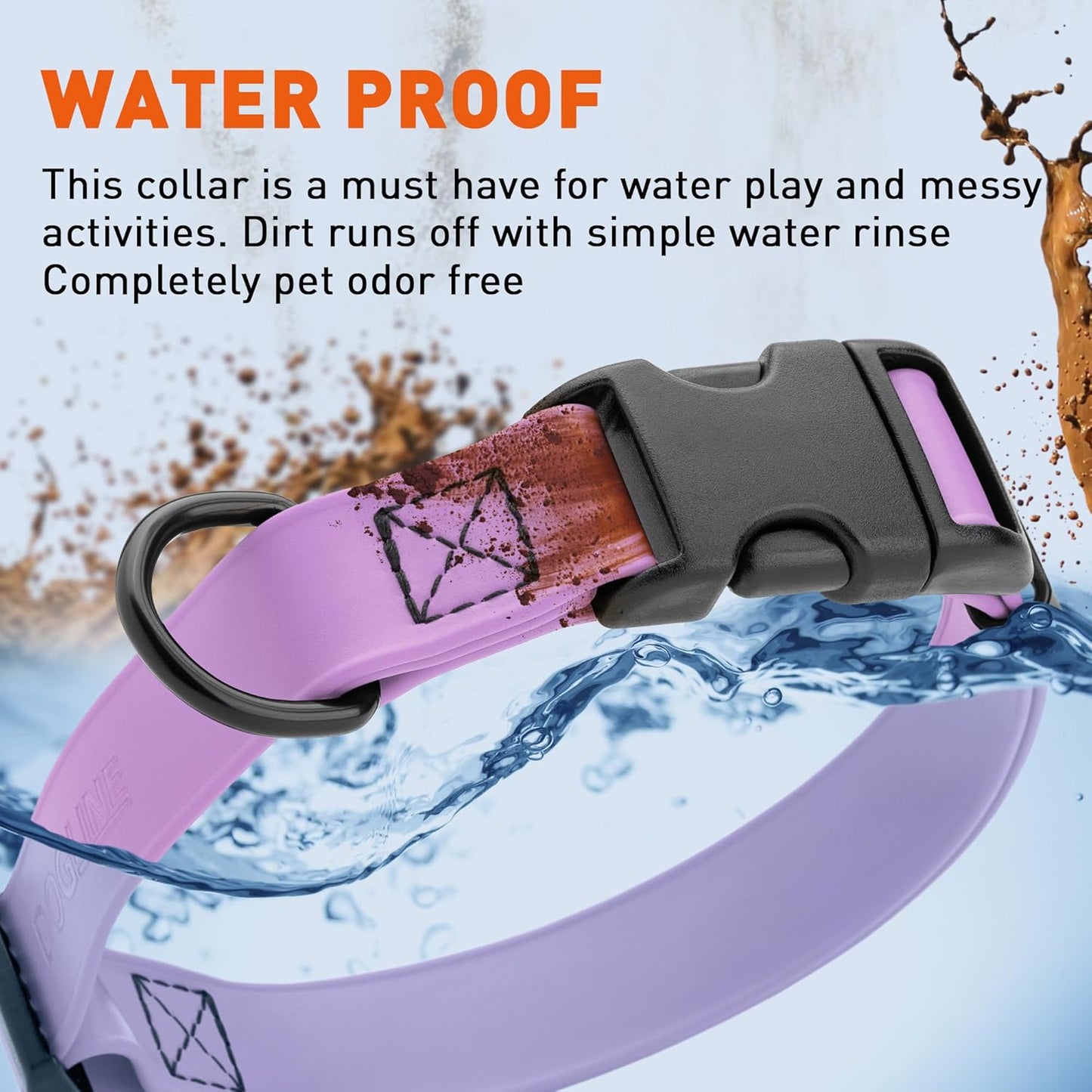 Dogline Biothane Waterproof Dog Collar with Quick Release Buckle Strong Coated Nylon Webbing with Odor- Proof for Easy Care Easy to Clean Fits Small Medium Large Dogs, Amethyst Purple 1" W 15-23" L