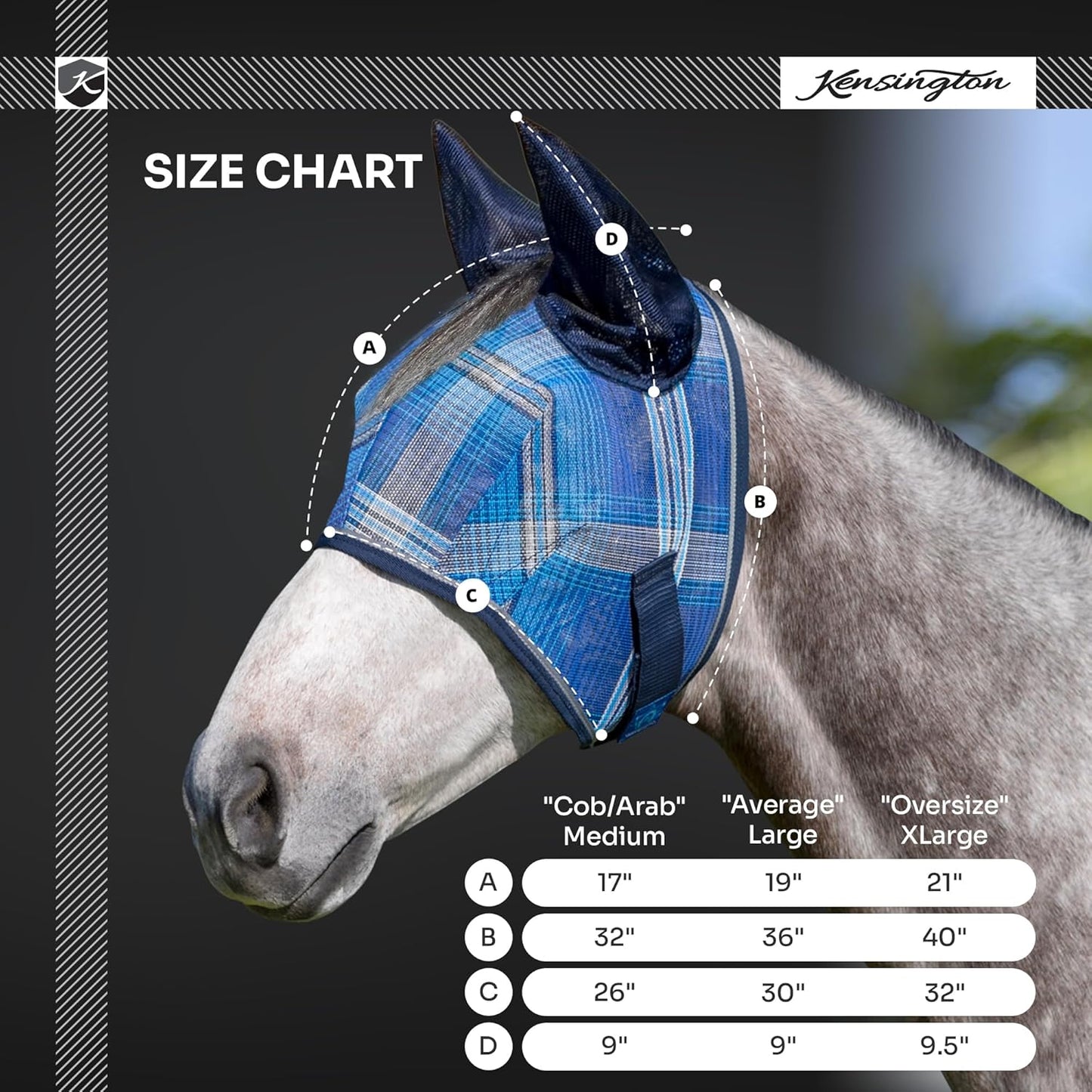 Kensington Signature Fly Mask w/Web Trim, Soft Mesh Ears & Forelock Opening Size: M-Small Horse Color: 500 - Desert Sand