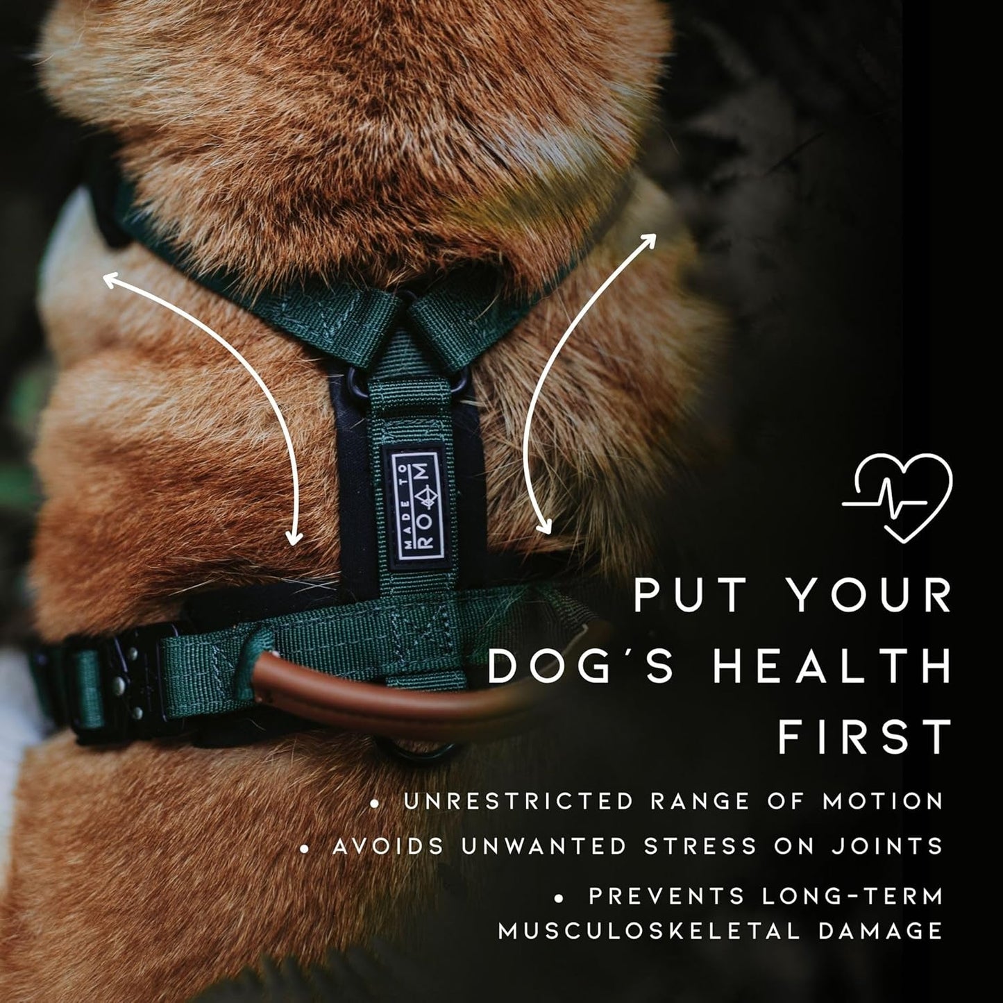 MADE TO ROAM Premium Explorer Harness - Y-Shaped Dog Harness with Adjustable Durable Nylon, Soft Padding, Metal Buckles and Leather Handle for Small, Medium, Large Dogs (Alaska Daybreak, Size 3)