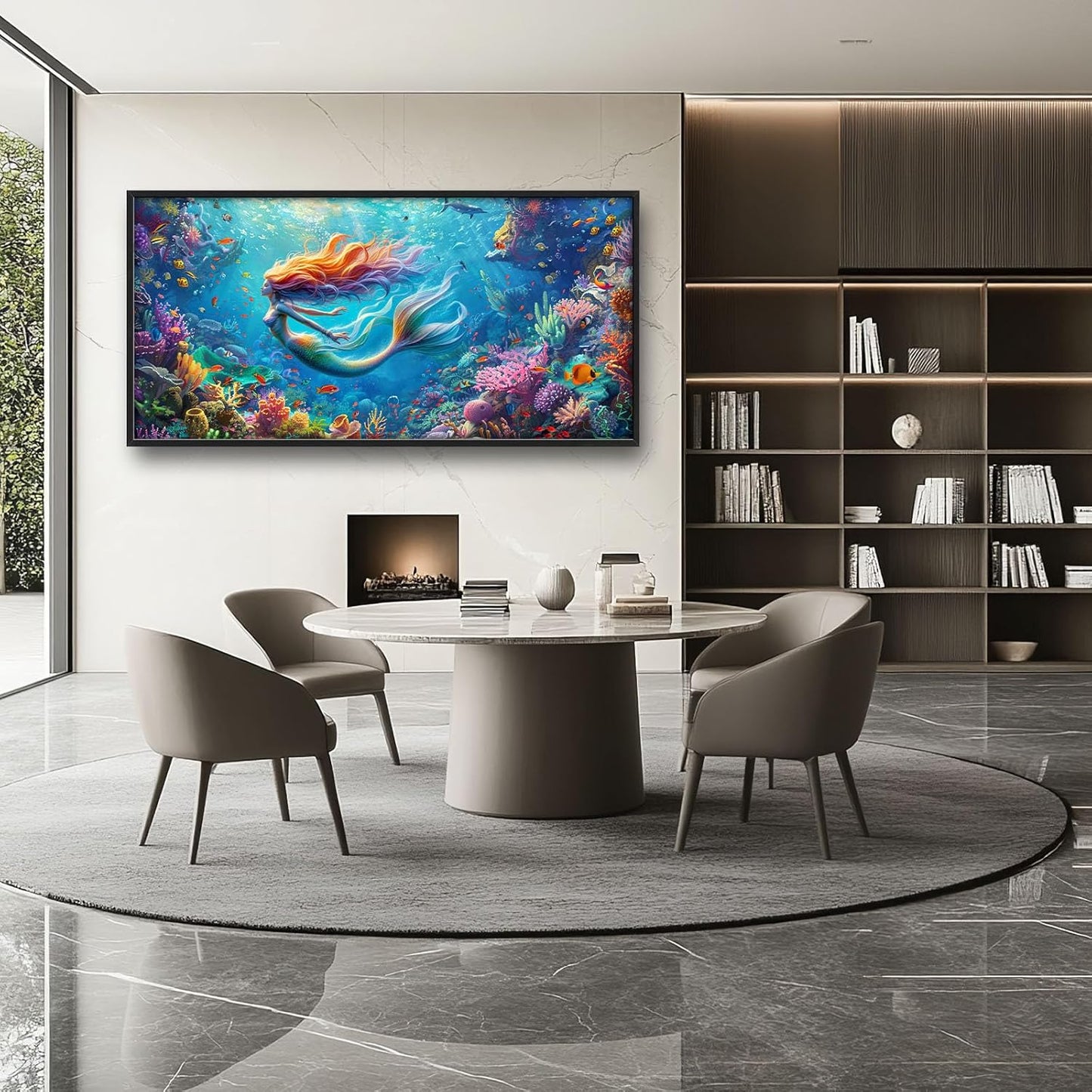 Quorin Mermaid Large Wall Art Sea Ocean Mermaid Pictures Colorful Undersea Wall Decor Canvas Print Painting Artwork for Bathroom Living Room Bedroom 60L x 30W