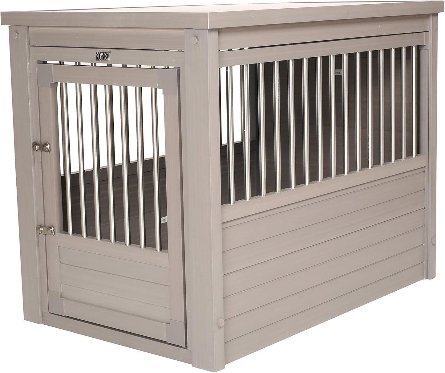 New Age Pet ECOFLEX Dog Crate End Table - Furniture-Style Pet Crate for Crate Trained Dogs - Stainless Steel Tubing & a Latched Closure - 10 Year Manufacturer's Warranty