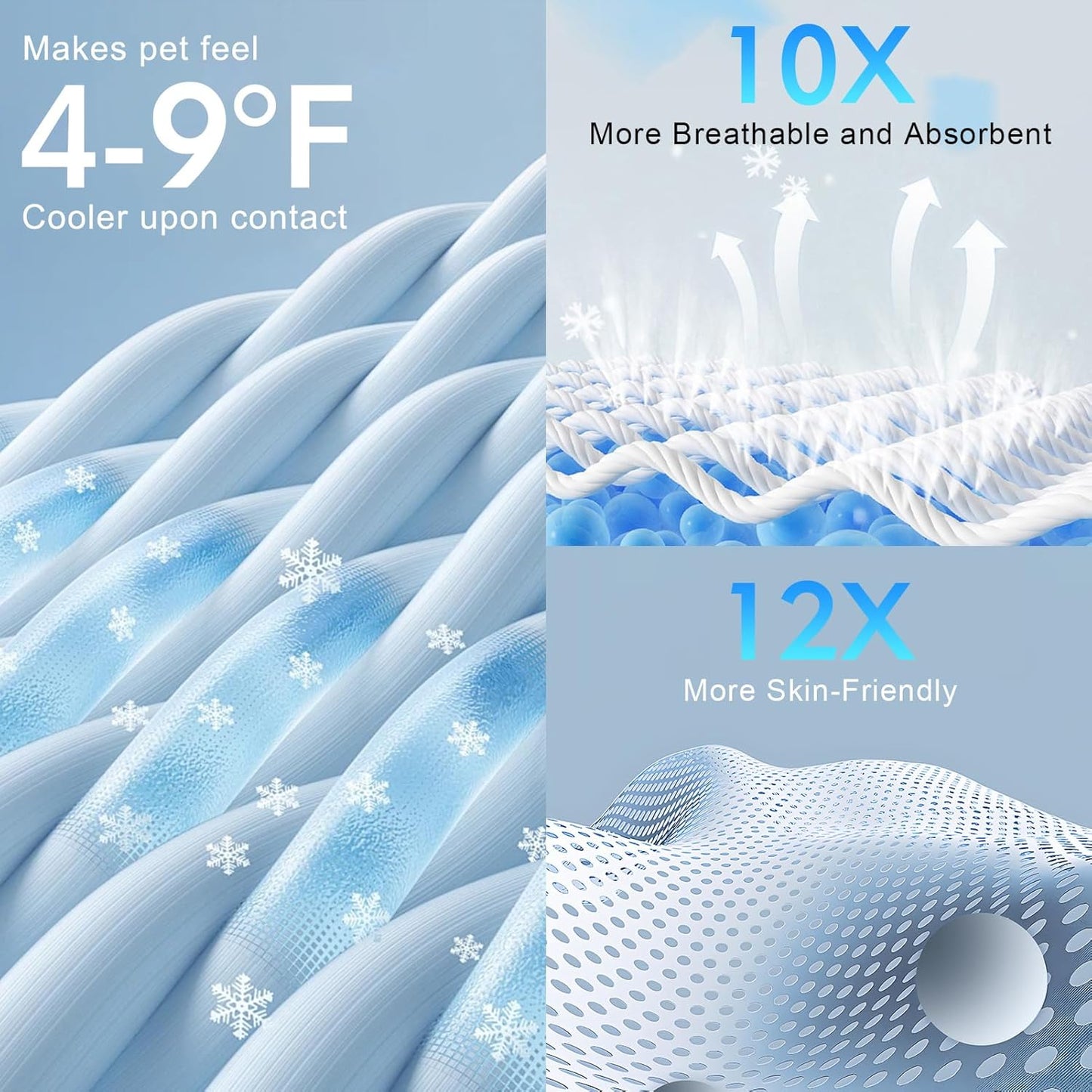 BEAUTYZOO Upgraded Dog Self Cooling Mat Ice Silk Chill Pads for Small Medium Large Dogs Q-MAX＞0.43- Summer Reusable Pet Training Pad - Absorbent Non-Slip Cool Mat for Kennels, Crates, Beds, 16" x 20"