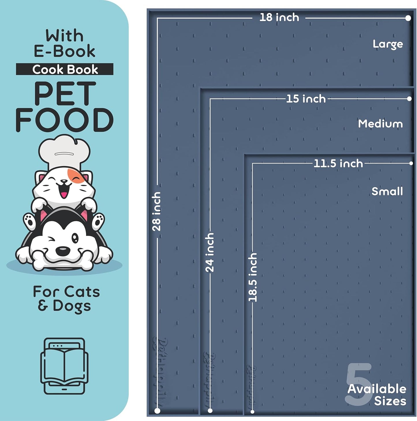 Dog Food Mat - Raised Edges Dogs Mat for Food and Water Prevent Spill, Waterproof Cat Food Mats Protect Floors, Easy Clean Dog Bowl Mats for Food and Water, Silicone Pet Food Tray