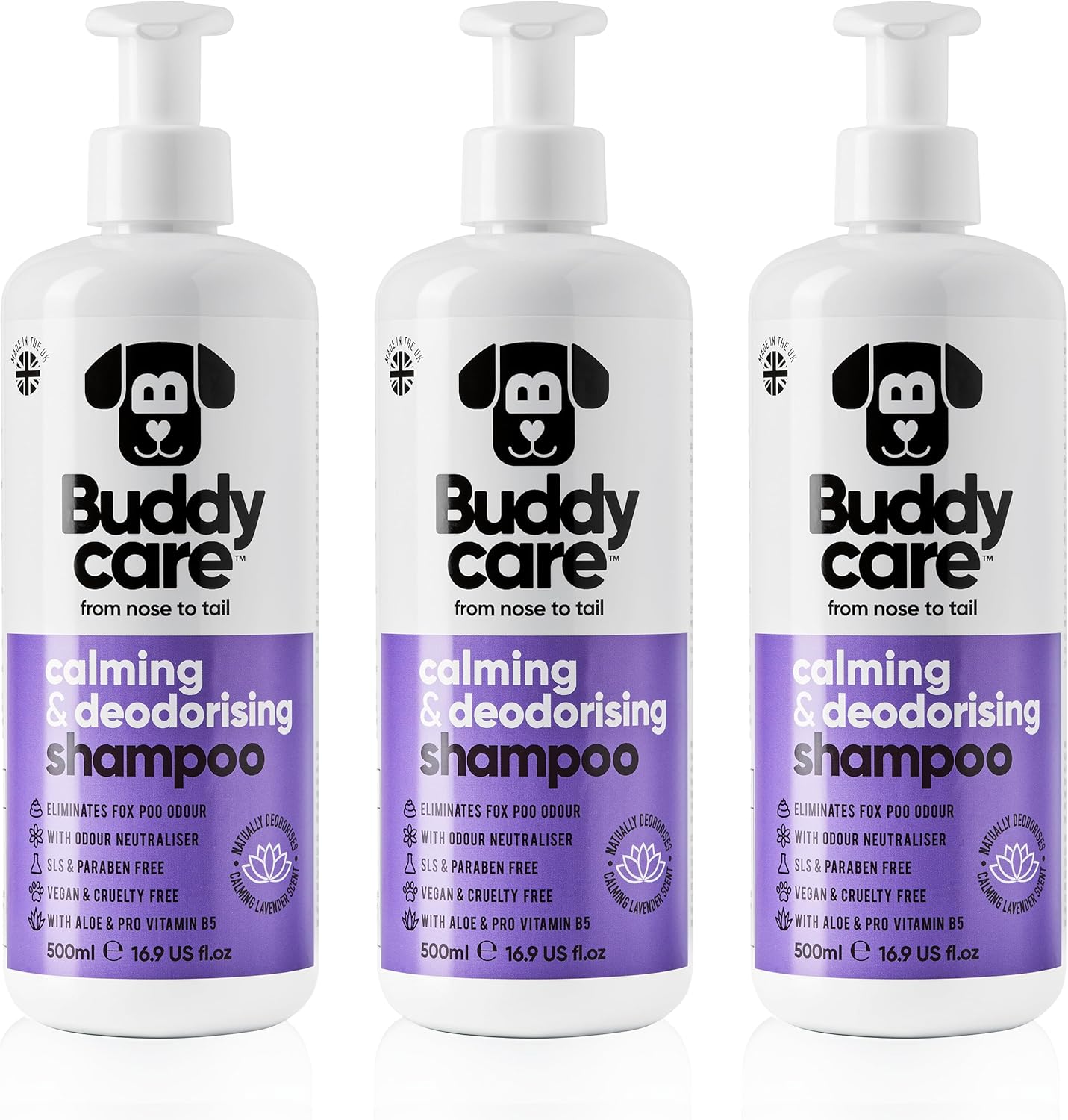 Calming & Deodorising Dog Shampoo by Buddycare | Lavender Scented | with Aloe Vera and Pro Vitamin B5 (50.72oz)