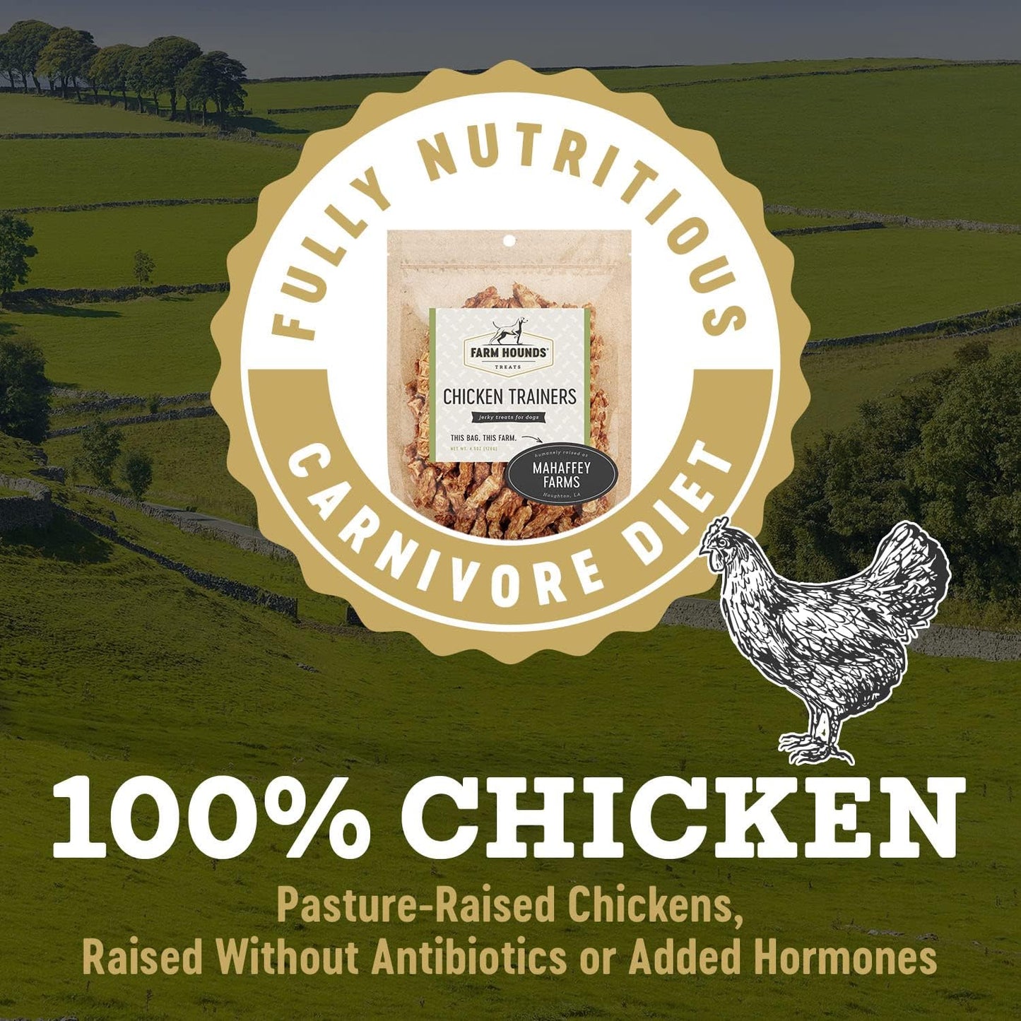 Farm Hounds - Chicken Trainers - Premium Natural Jerky for Dogs - 100% Humanely Raised Chicken - Easy-Break - Great for Training & Treats - No Added Fillers - Made in USA - 4.5oz - 2 Pack
