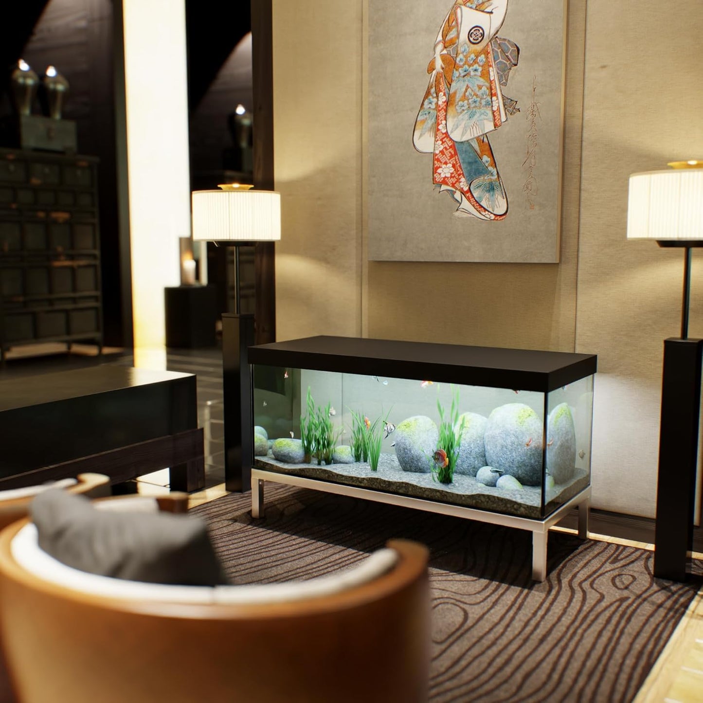 20 in X 36 in. Aquarium Stand | Industrial Style Aluminum Fish Tank Base with Open Frame Design