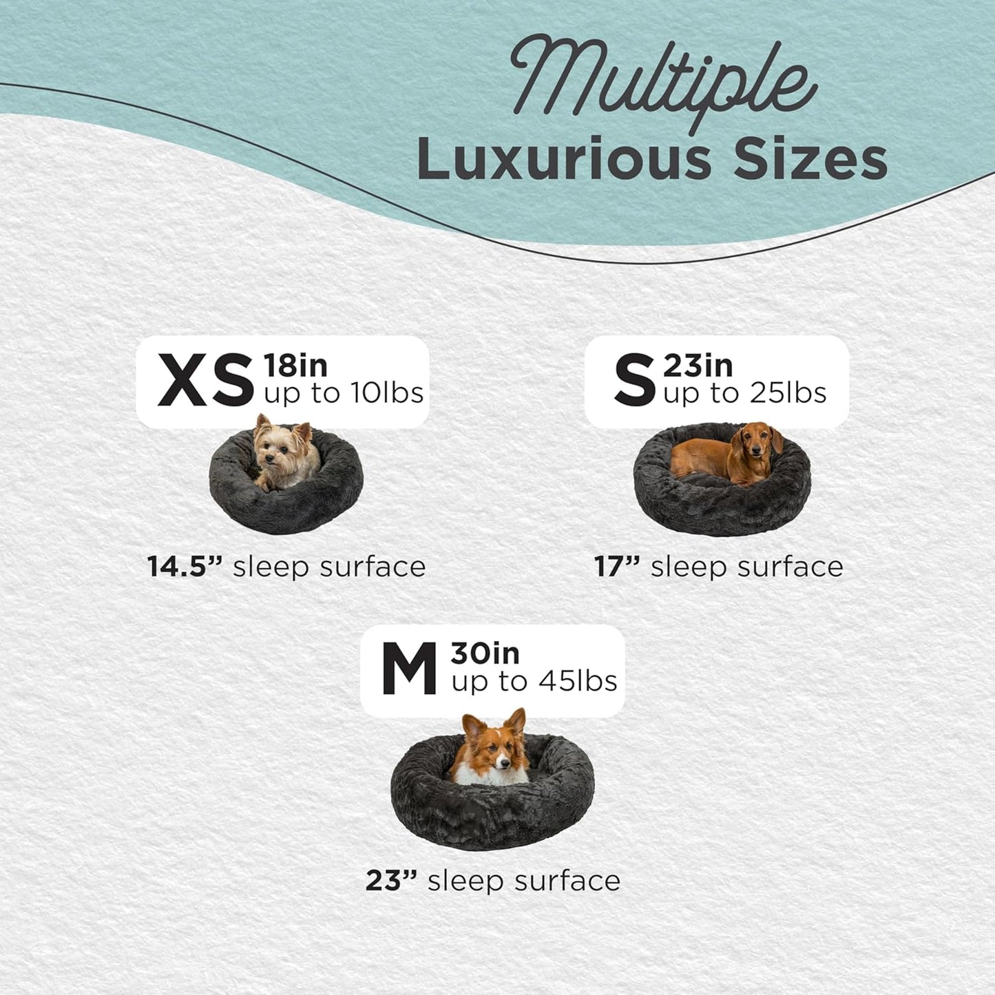 Best Friends by Sheri Original Calming Donut Dog and Cat Bed, Lux Faux Fur, Mink Dark Gray, (23in x 23in) - Anxiety Relief for Pets Up to 25 lbs