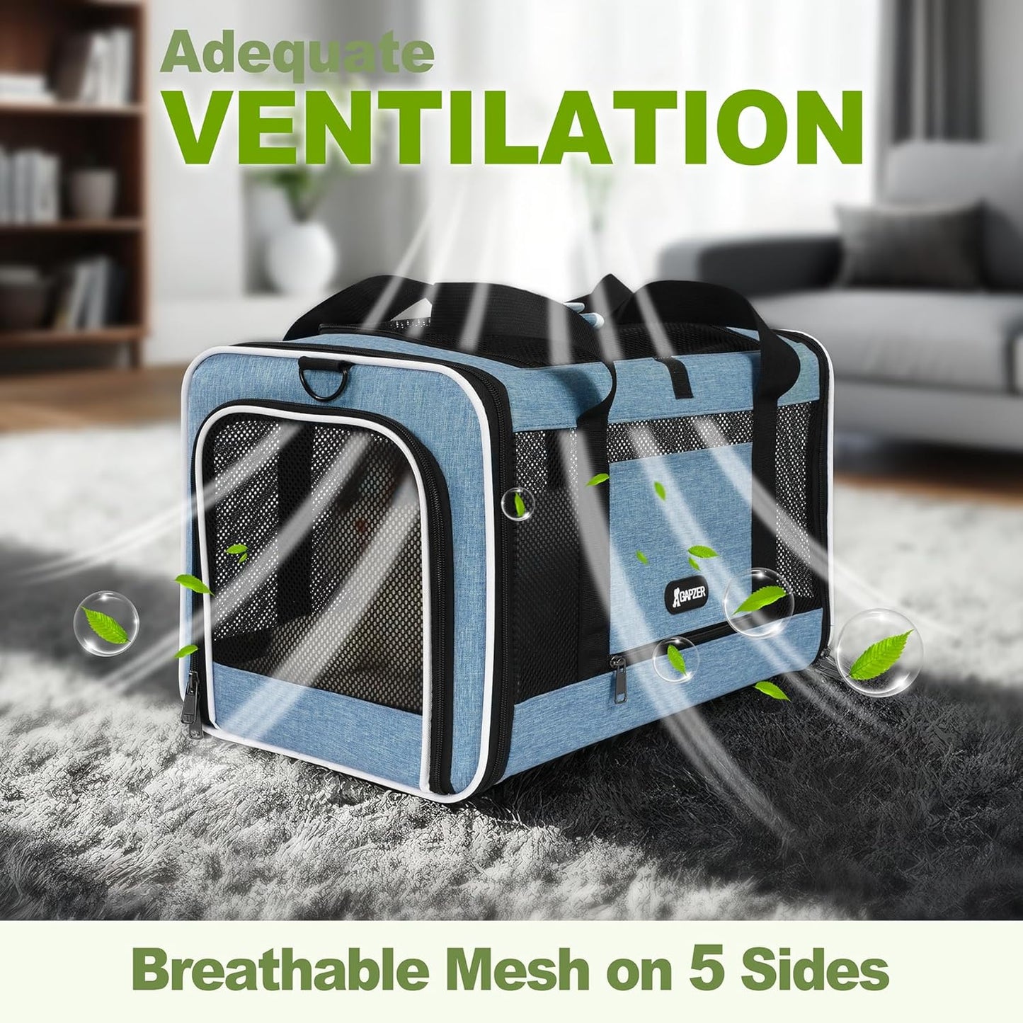 Cat Carrier 18 x 11 x 11 Top Loading Soft-Sided Pet Travel Bag Over 15lbs, Portable Small Dog Puppy Car Crate 10 lbs, Chihuahua Kennel Carry Case, Kitty Cloth Cage Medium Cat Under 25 Blue