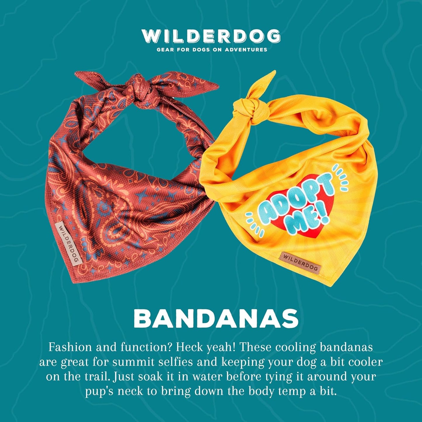 Wilderdog Dog Bandana with Lightweight Quick Drying Poly-Blend Mesh Material in Rodeo