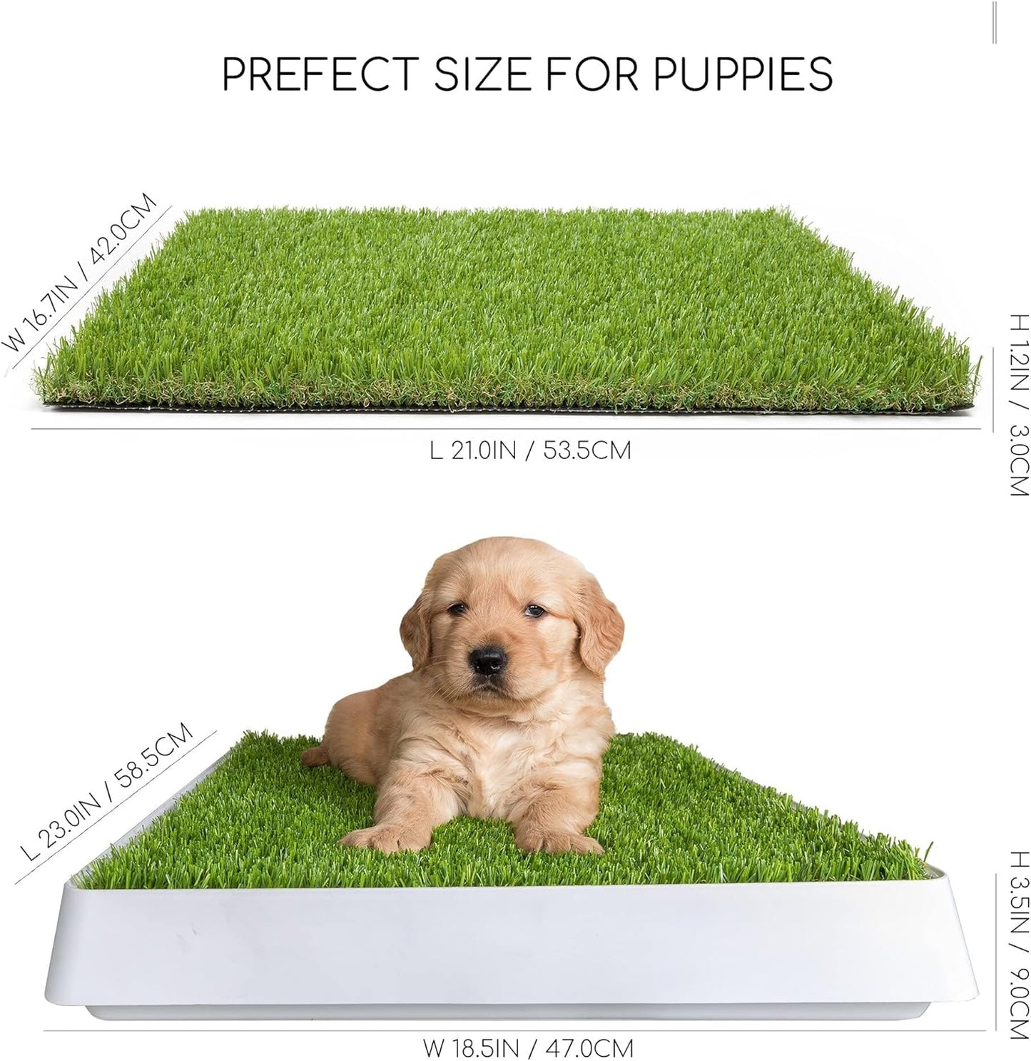 Dog Grass Pad with Tray, Dog Litter Box, Porch Potty for Puppy Pee Training, Indoor Portable Fake Grass Pee Pad System, Artificial Grass + Pee Pad Holder