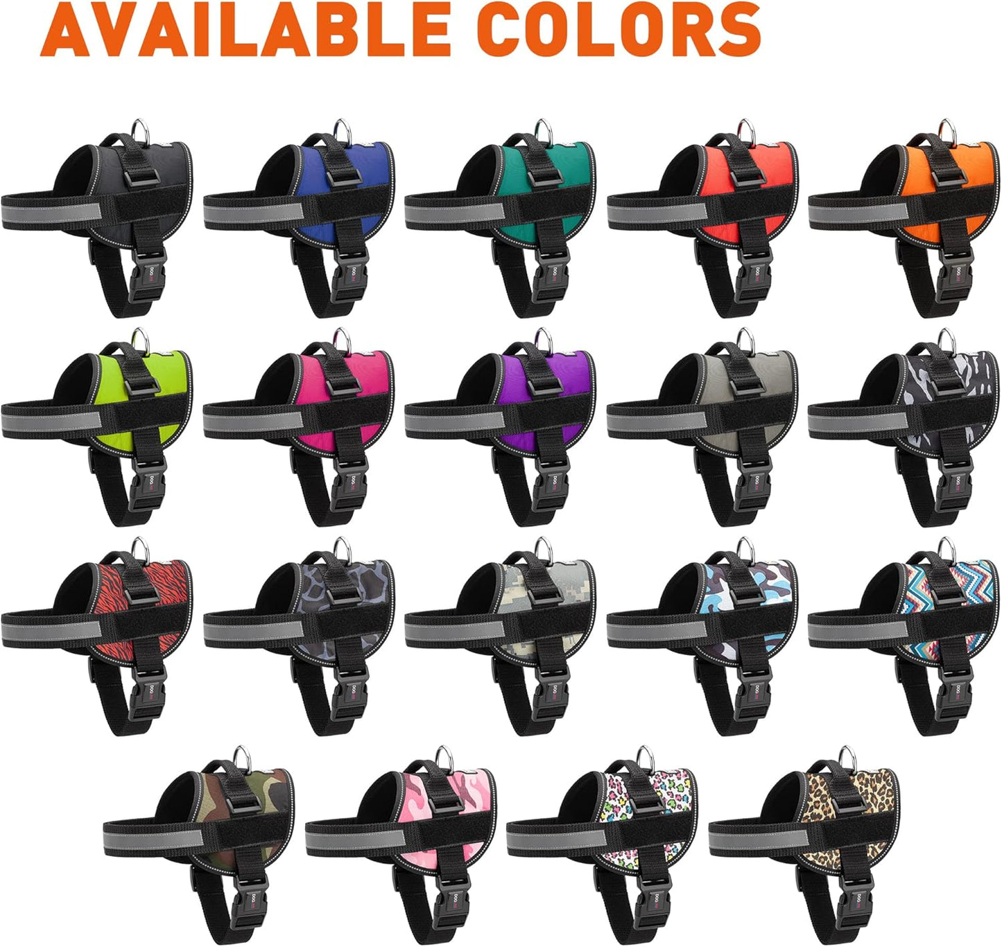 Dogline Dog Harness, Reflective No-Pull Adjustable Vest with Handle for Walking, Training, Breathable, No - Choke Harness for Small, Medium or Large Dogs Room for Patches Girraffe Grey S 18"-24"