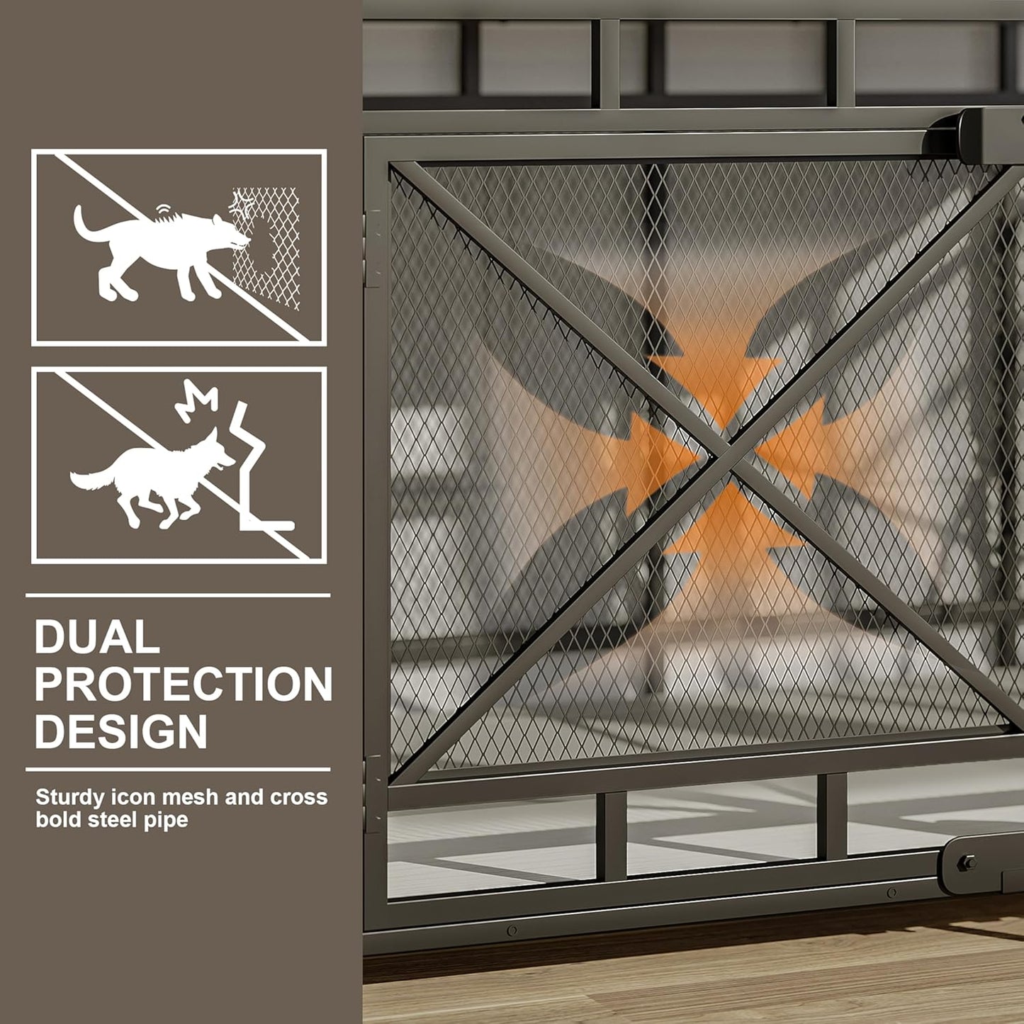 Dog Crate Furniture, 48" Heavy Duty Wooden Dog Crate End Table, XL Dog Kennel Furniture Large Breed, Decorative Dog Kennel Indoor with 3 Drawers & Steel Tube 48"L x28"W x36"H (White and Black)