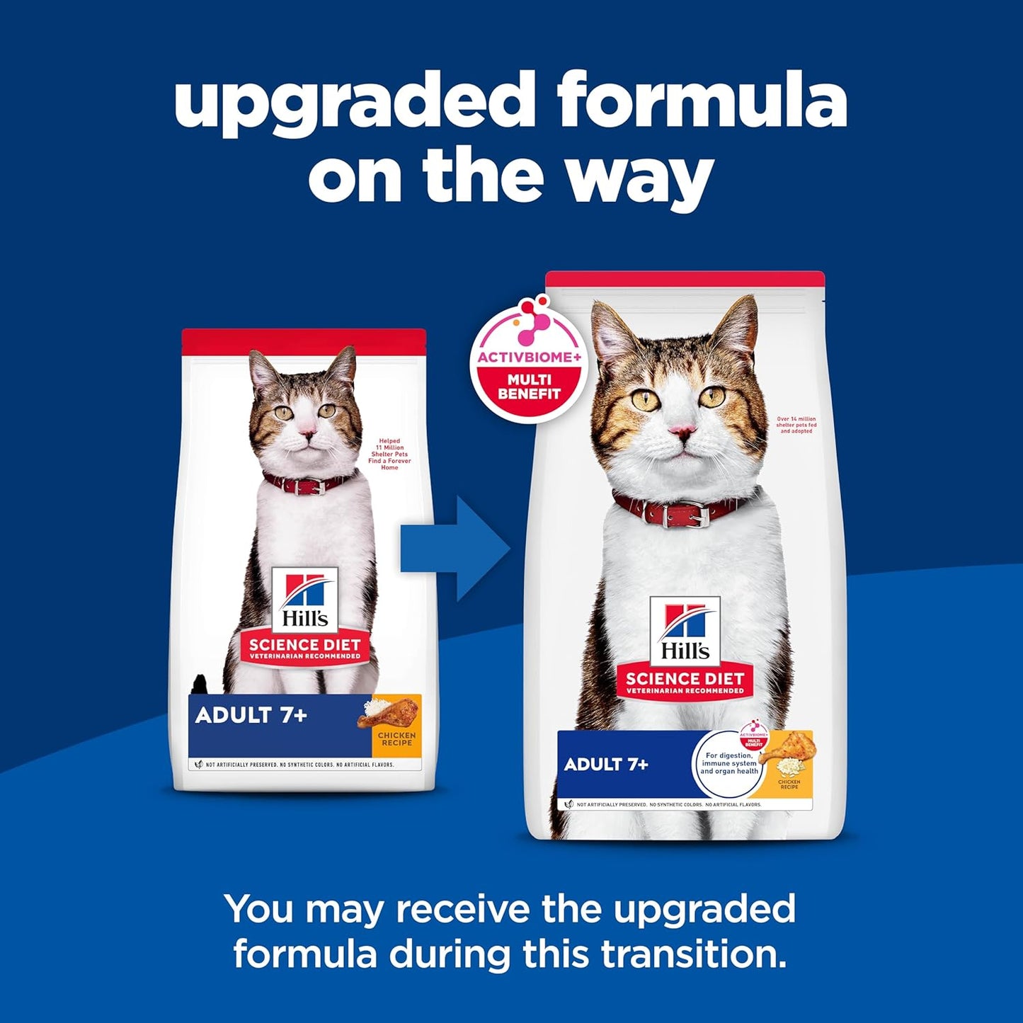 Hill's Science Diet Adult 7+, Senior Adult 7+ Premium Nutrition, Dry Cat Food, Chicken Recipe, 16 lb Bag