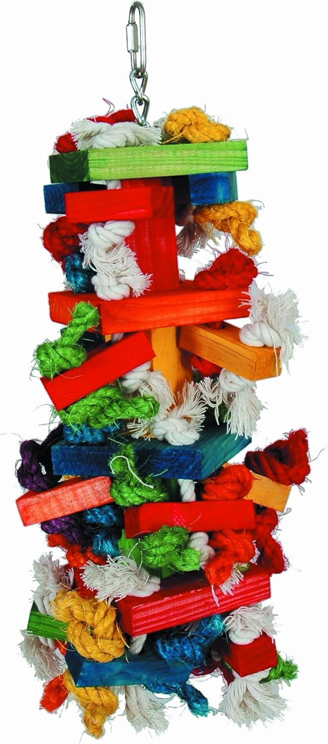 Paradise Knots &Blocks Chewing Toy, Colorful & Entertaining, Keeps Birdy Happy, Large, 16” x 6” x 6” inches