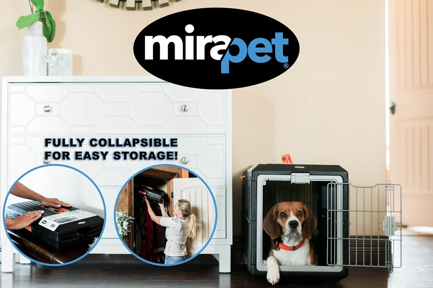 USA Pet Carrier & Crate 26" - Premium Collapsible Design for Medium Cats and Dogs - Portable Kennel for Indoor/Outdoor Use - 360-Degree Ventilation & Hard Plastic Wall Protection