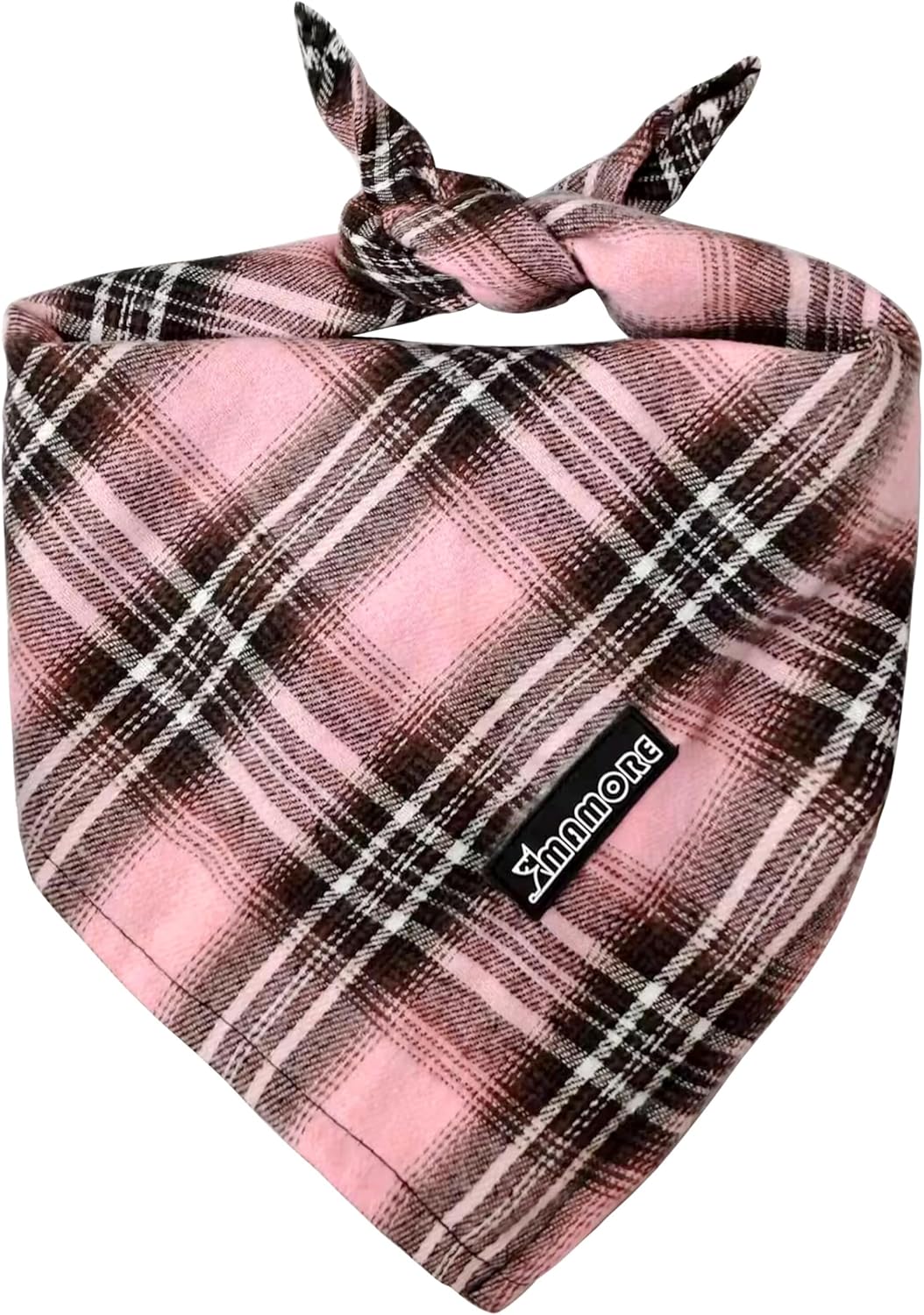 Adjustable Plaid Dog Bandanas,1PC Soft Washable Cotton Triangle Bib Kerchief Scarfs for Small Medium Large Dogs and Cats (Pink, Large)