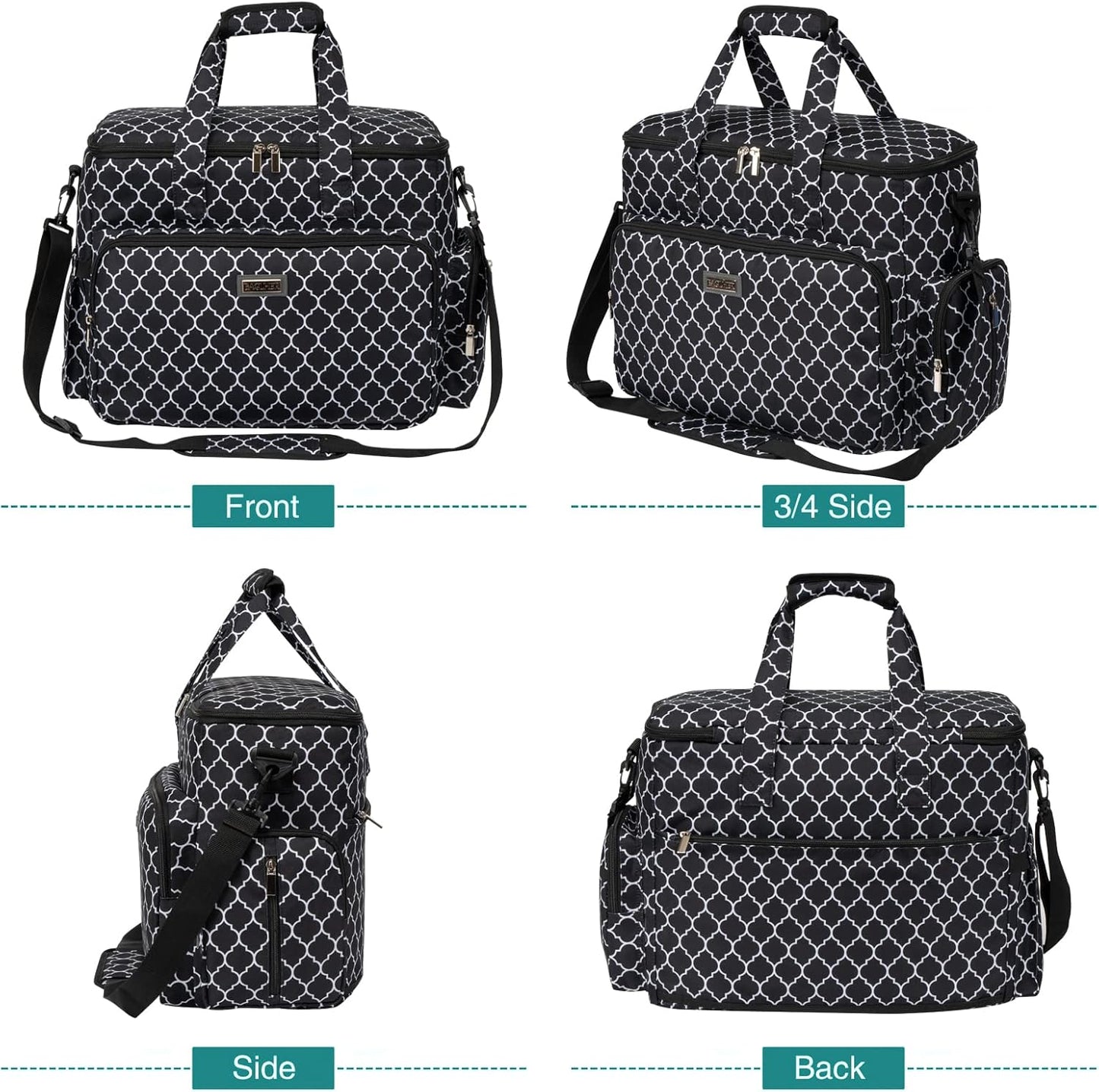 BAGLHER Dog Travel Bag, Pet Travel Bag (ALL Pet Travel Supplies), With 2 Pet Food Containers and 2 Collapsible Silicone Bowls; Essential Kits for Pet Travel DLblack