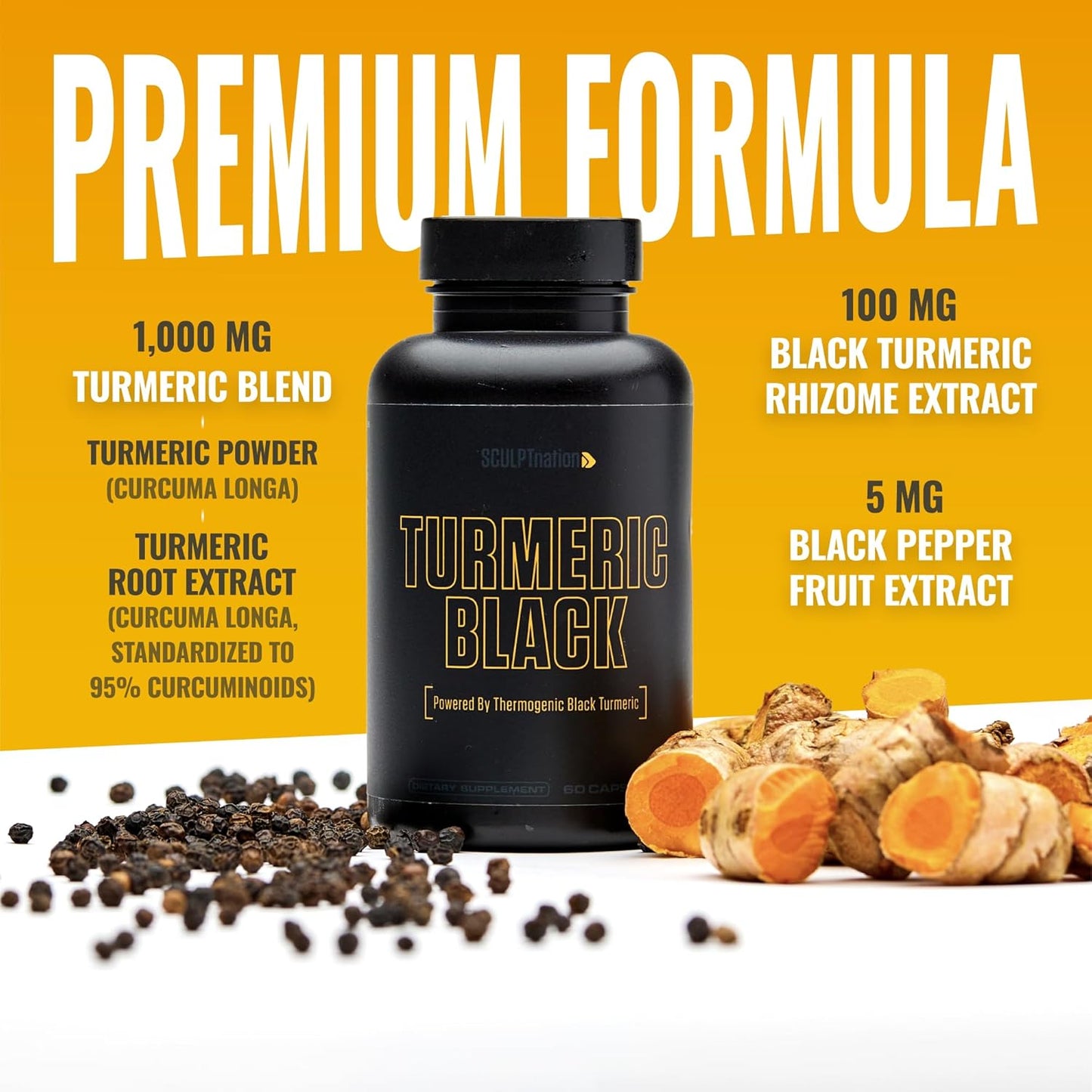 Sculpt Nation by V Shred Powerful Turmeric Supplement - Turmeric Curcumin with Black Pepper & Patented Ingredients for Joint Health - 30-Day Supply
