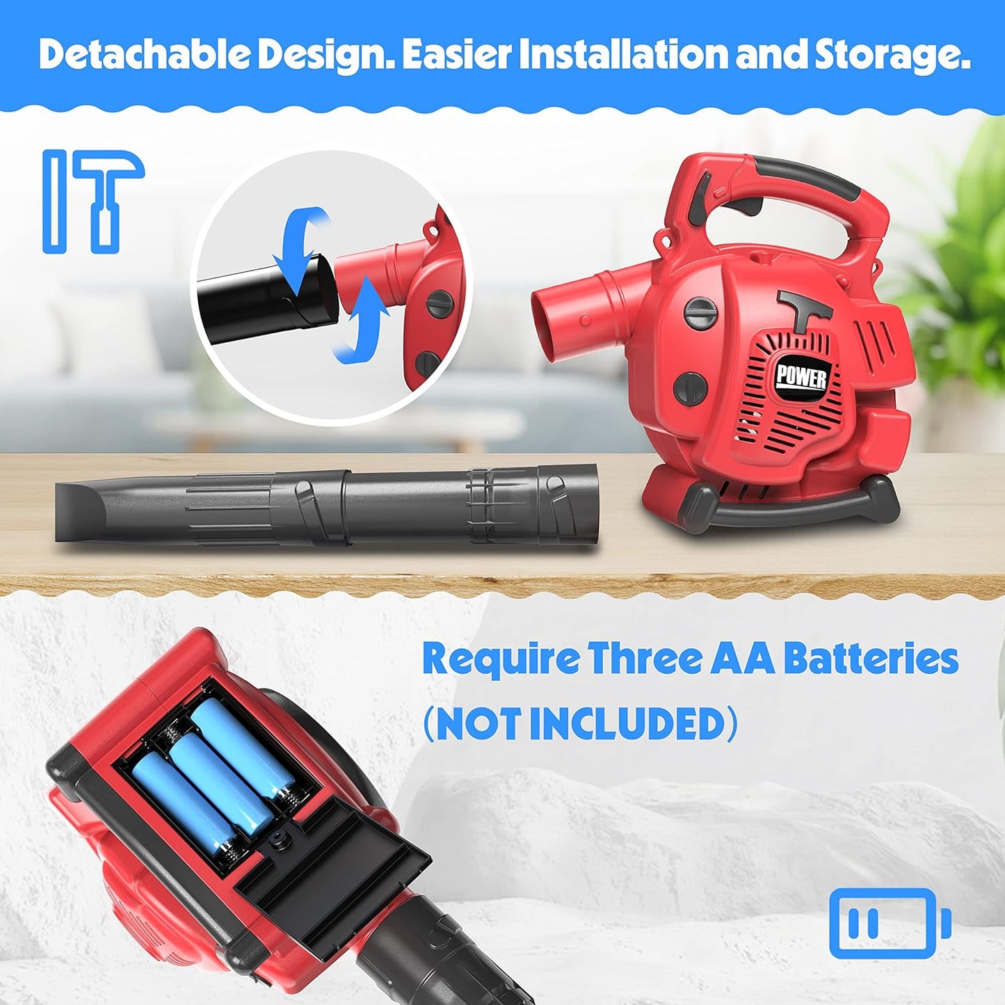 Toy Choi's Kids Leaf Blower - Toy Leaf Blower That Really Works with Tool Set, Pretend Play Series Construction Outdoor Preschool Gardening Kit for Boys & Girls Age 3-5 4-7