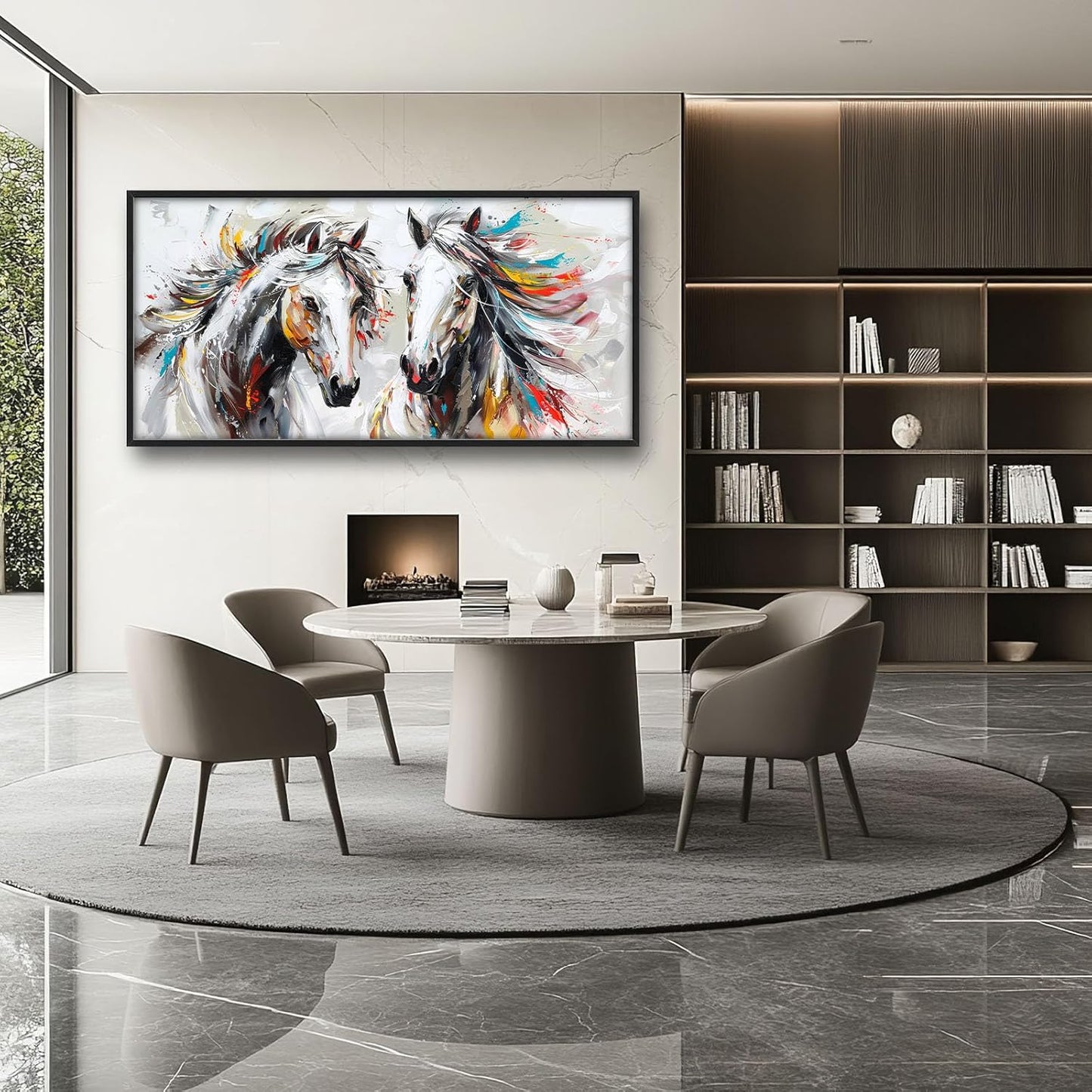 Quorin Horse Large Wall Art White Horse Animal Pictures Wall Decor Colorful Graffiti Canvas Print Painting Artwork for Bathroom Living Room Bedroom 60L x 30W