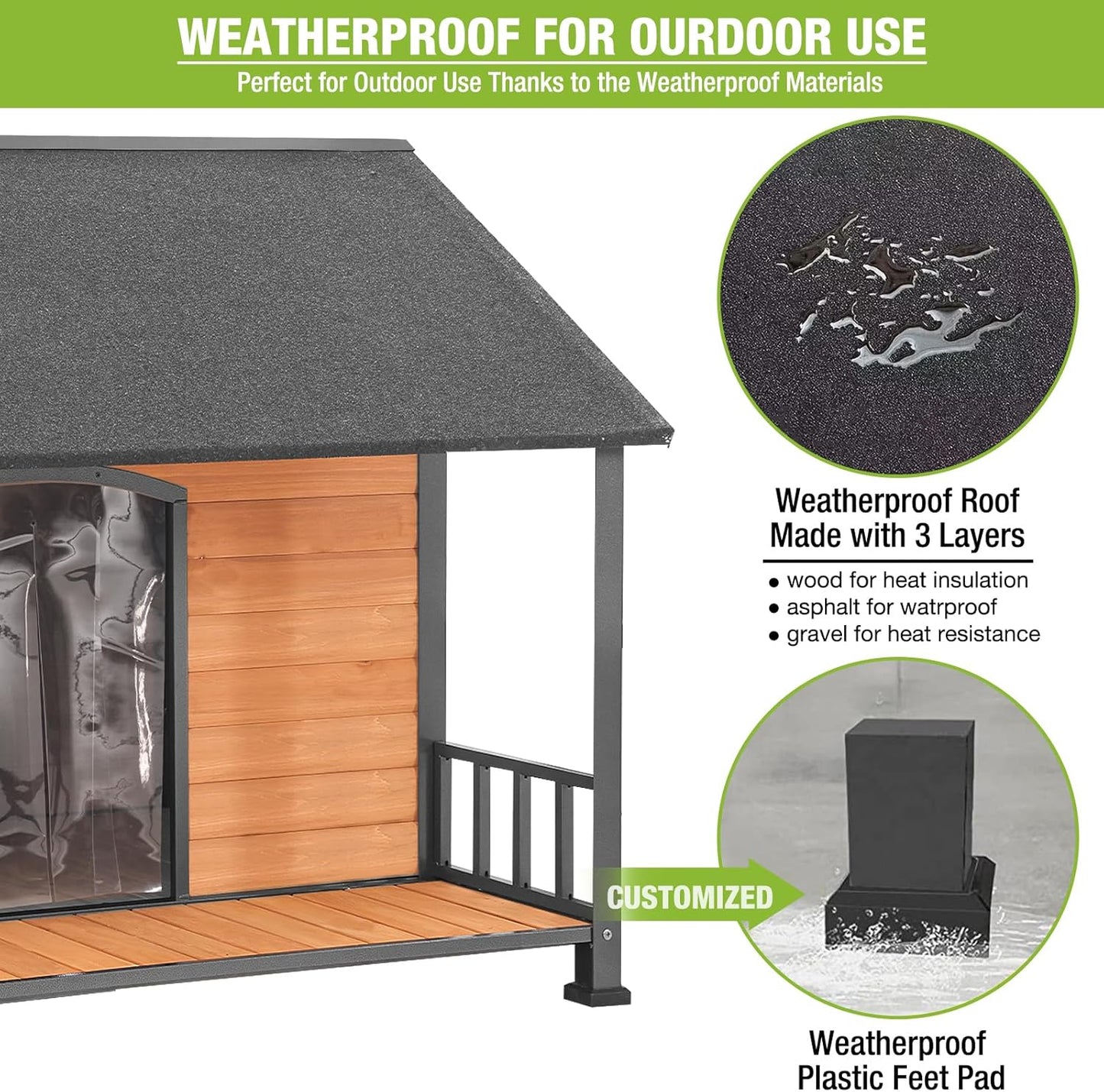 Gutinneen Large Dog House Outdoor Dog Kennel with All-Around Iron Frame Dog Cage Perfect for Small & Medium & Large Dogs,Roomy