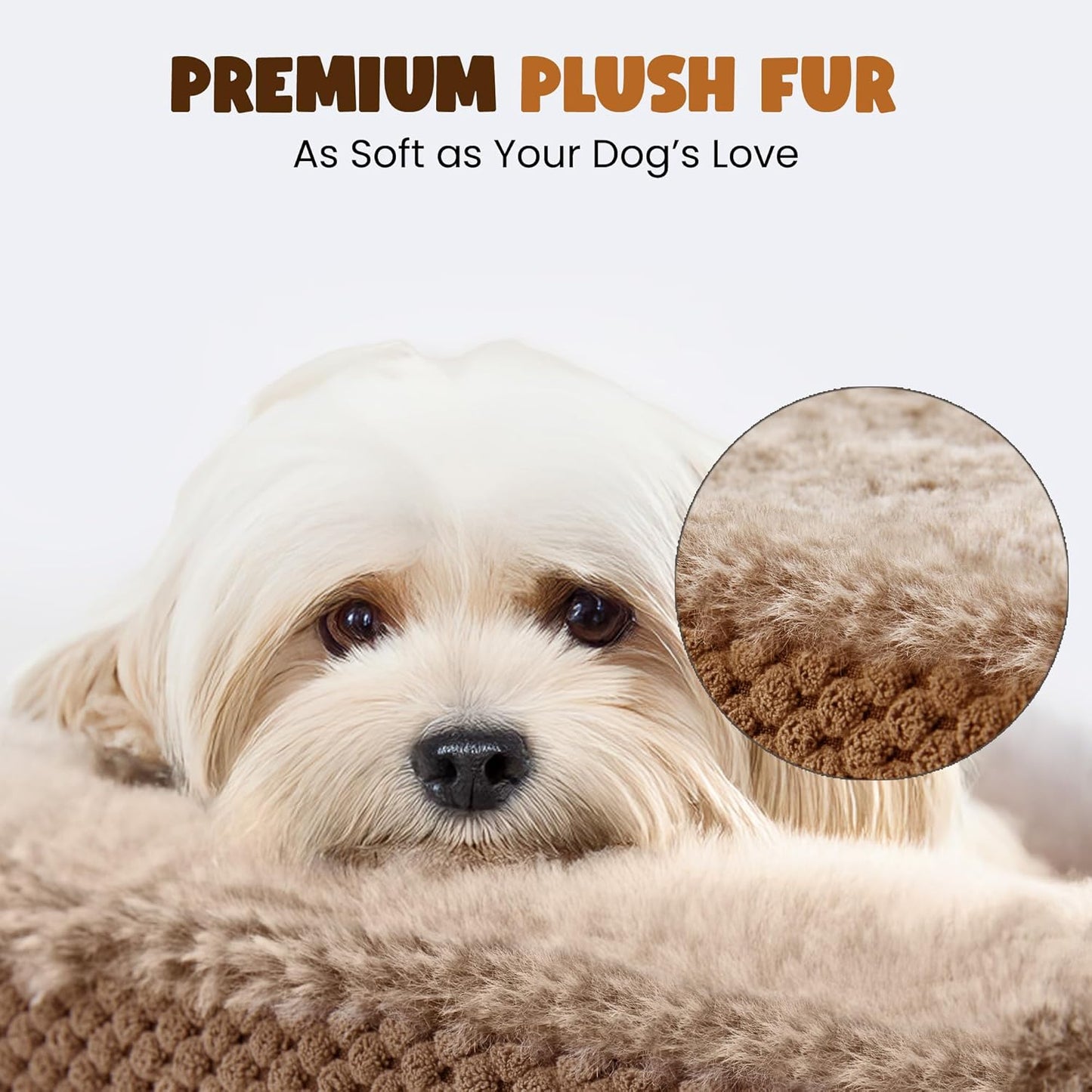 Anti-Anxiety Dog Bed for Medium Dogs, Cozy Round Egg Crate Foam Sofa with Washable Removable Cover & Bolstered Sides, Comfortable Pet Chair or Crate Bed,Camel (35")