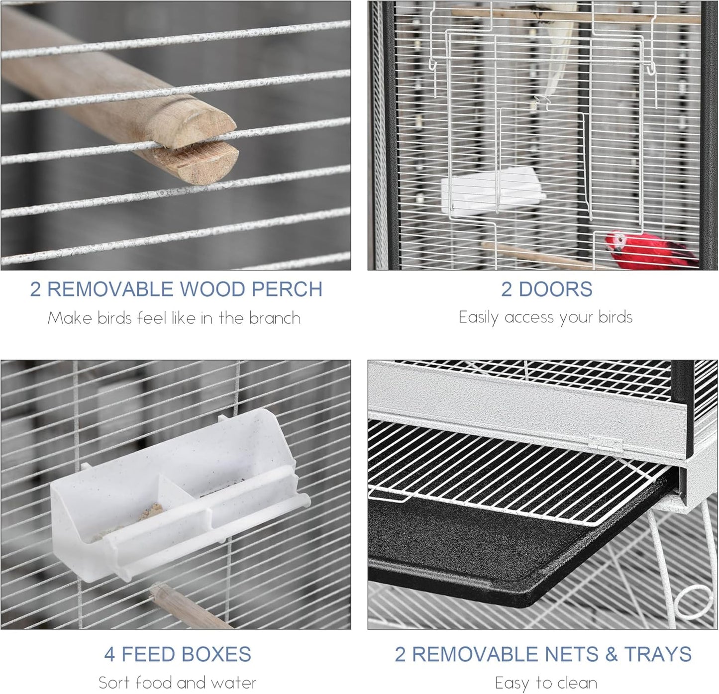 PawHut 44" Hexagon Covered Canopy Portable Aviary Flight Bird Cage With Storage