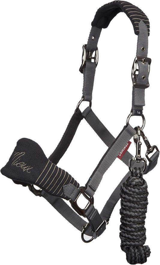 LeMieux Vogue Fleece Headcollar - Halter & Leadrope - Extra Padding, Adjustable at Curb and Poll Strap
