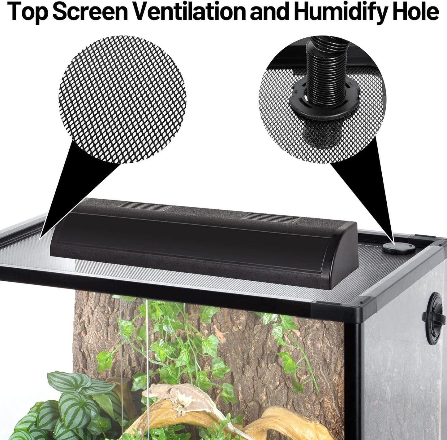 34 Gallon Reptile Tank, Glass Reptiles Terrarium 24" x 18" x 18", Sliding Door, Top Ventilation, Cable Pass, Humidify Hole, Glass Reptile Cage Habitat for Bearded Dragon, Lizard, Snake, Gecko